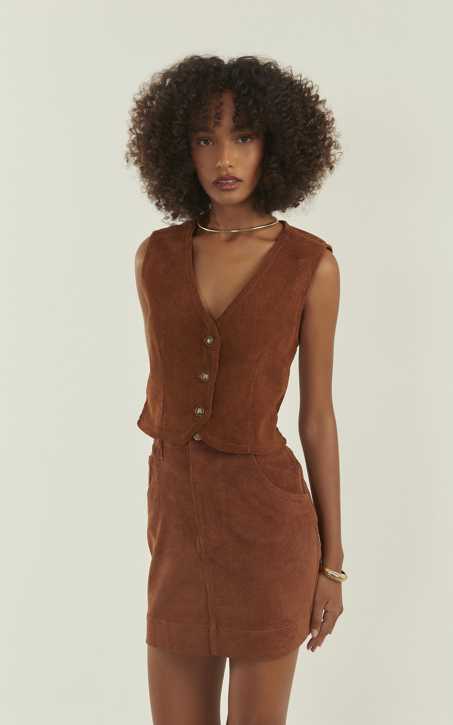 Colete Jade Cotelê Caramelo