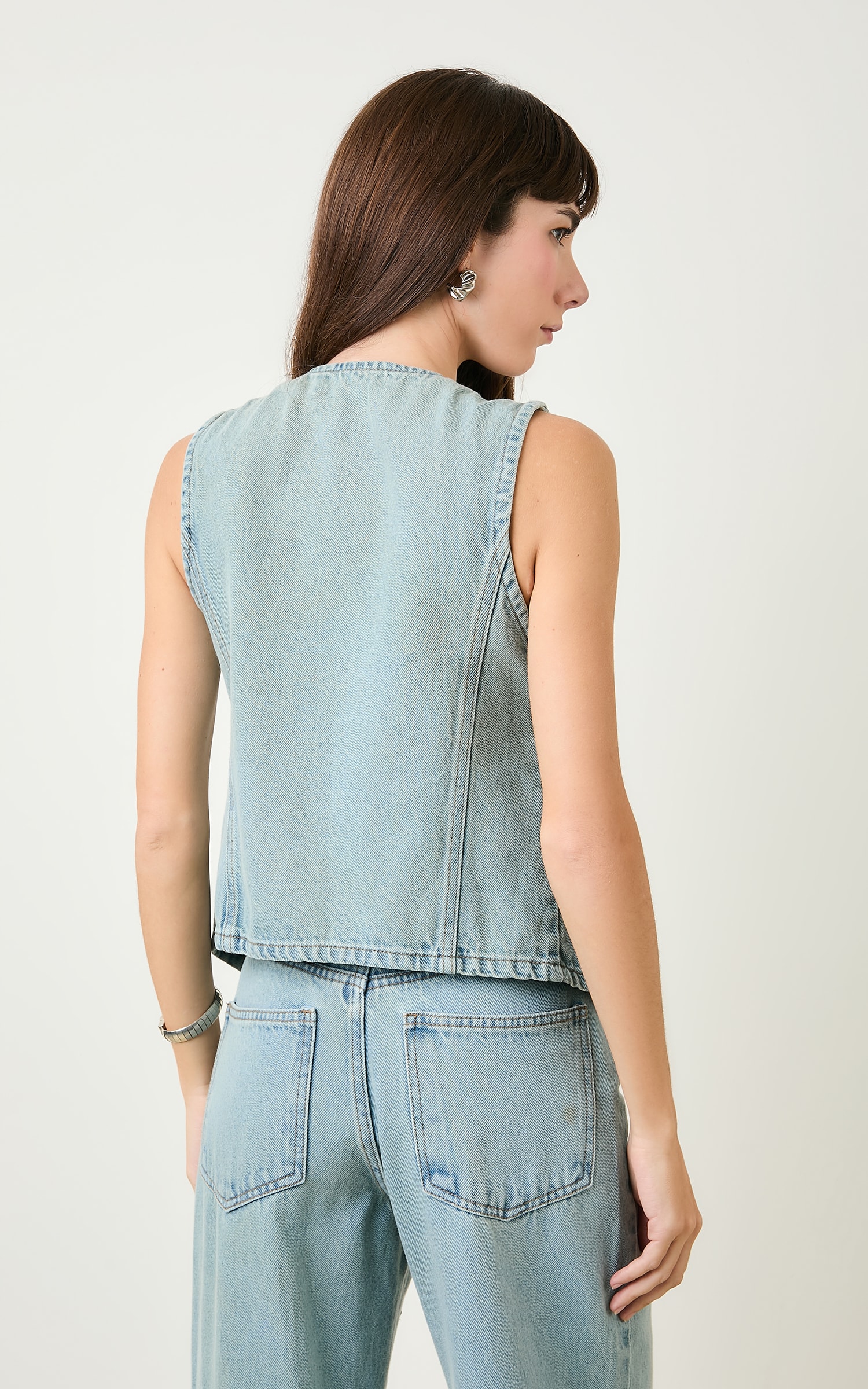 Colete Jeans Tachas Grey Jeans