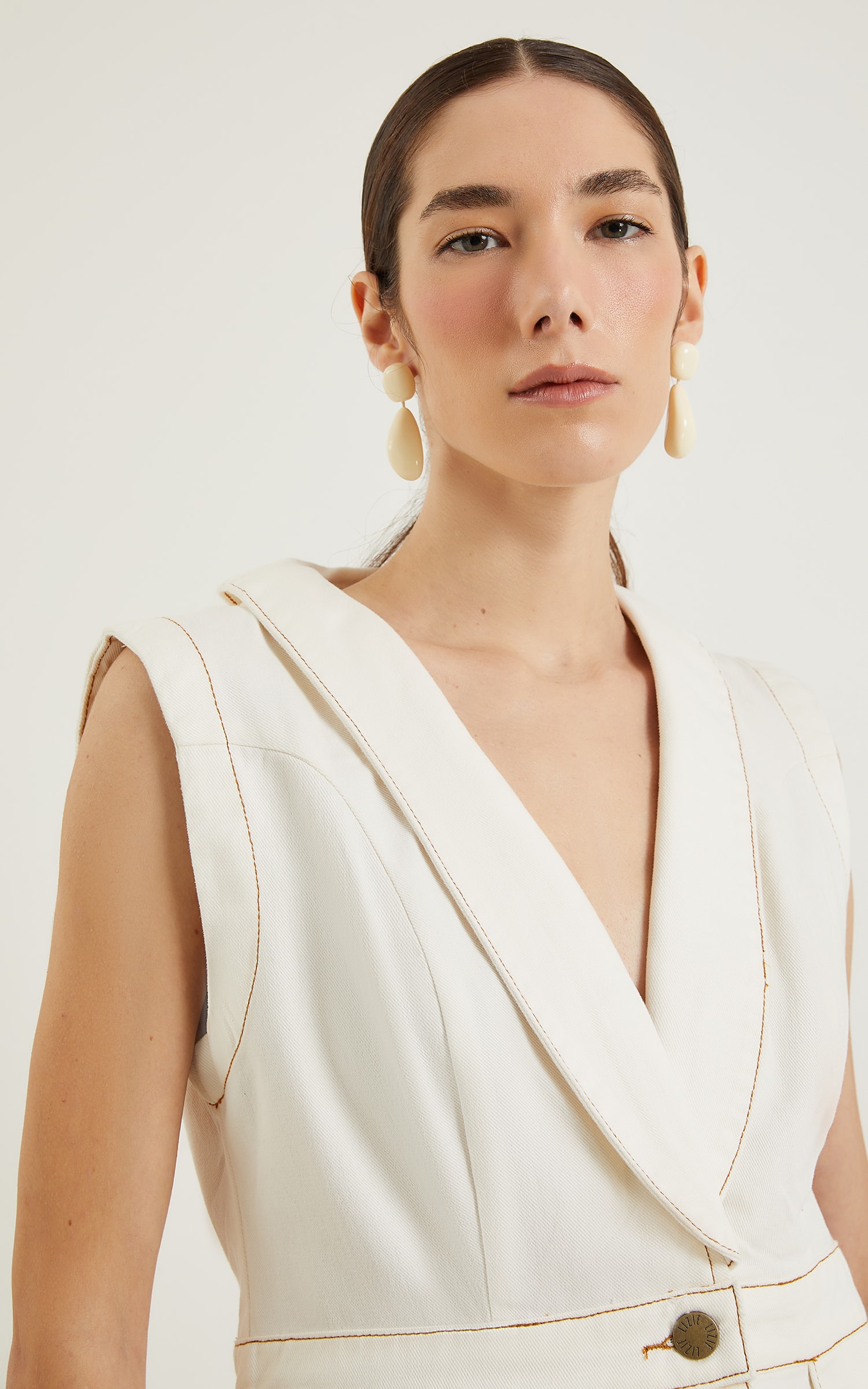 Colete Sarja Botões Off White