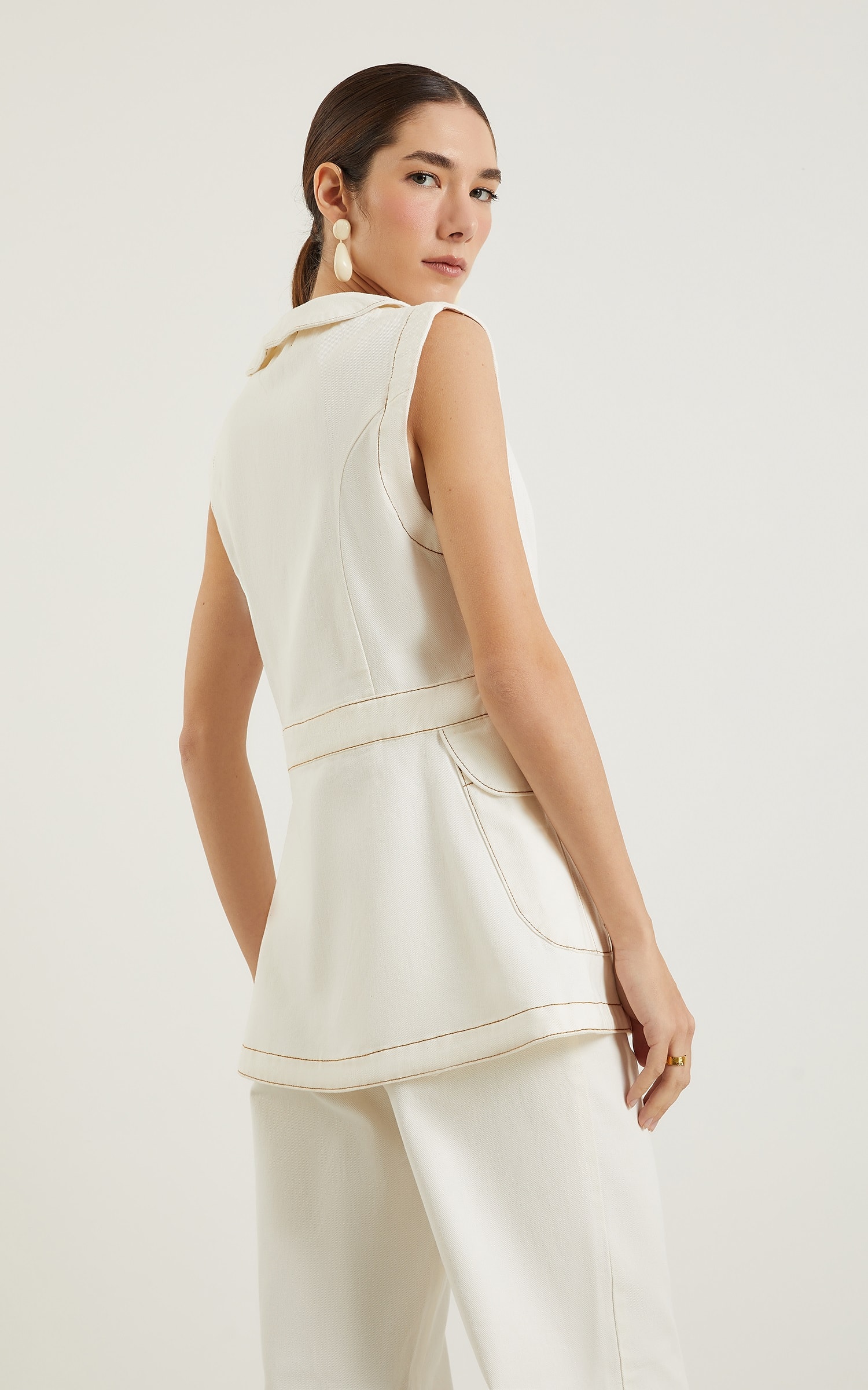 Colete Sarja Botões Off White