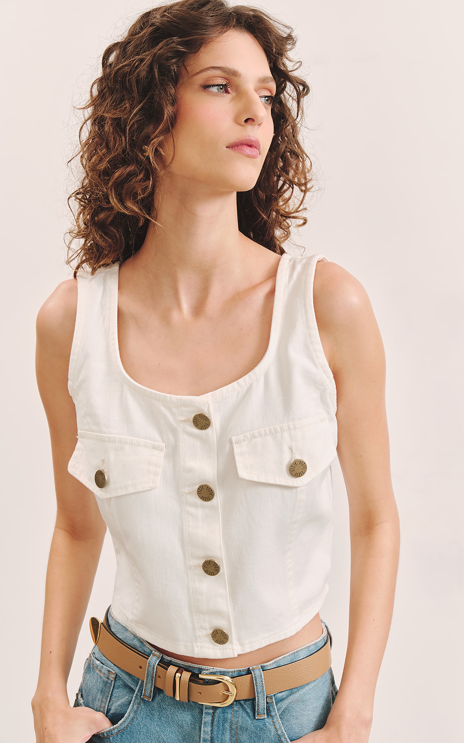 Colete Sarja Off Recortes Off White