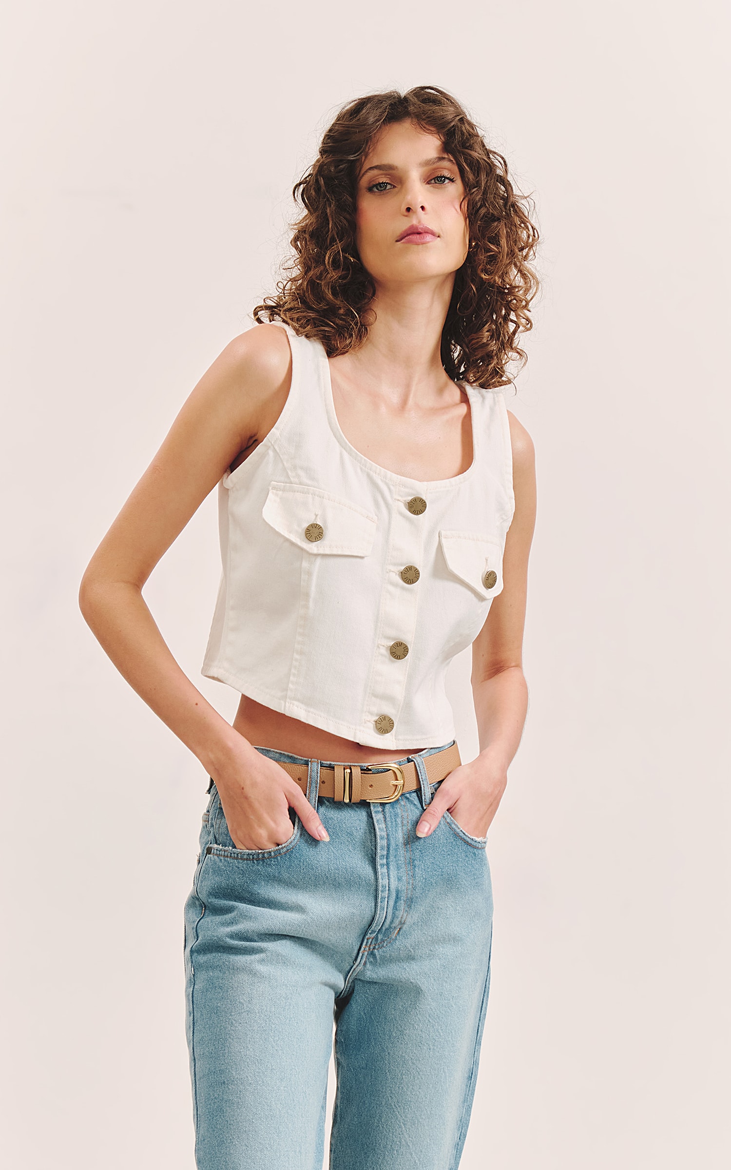 Colete Sarja Off Recortes Off White