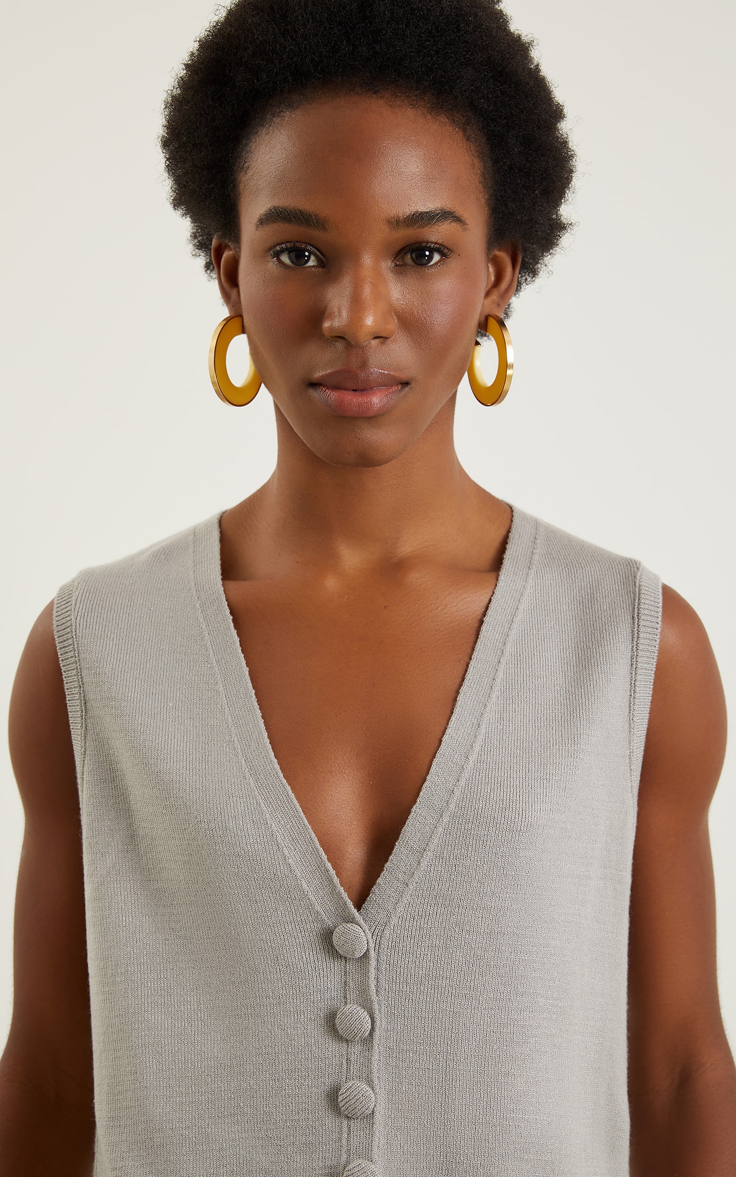 Colete Tricot Basic Cinza