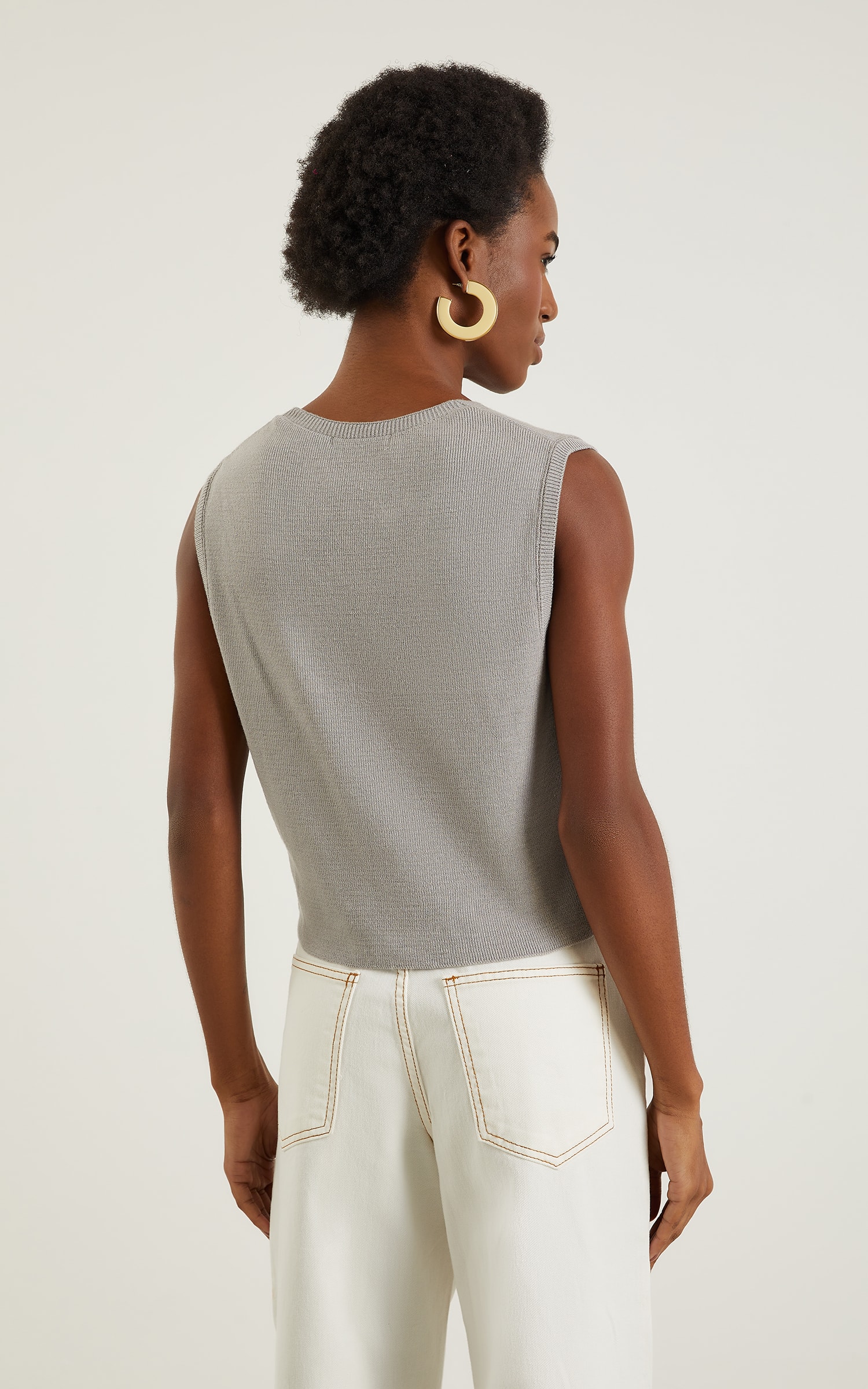 Colete Tricot Basic Cinza