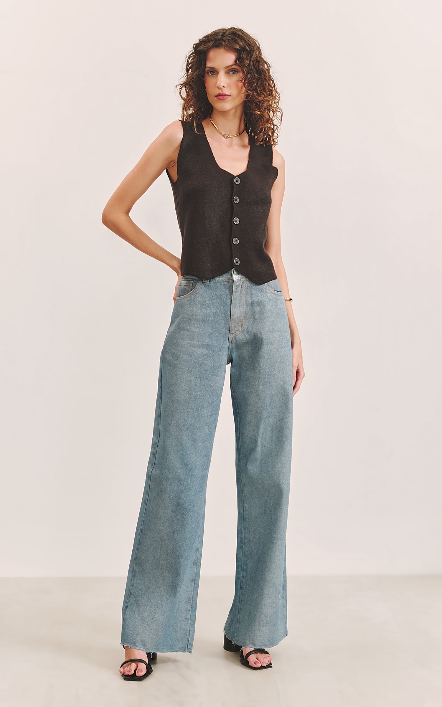 Colete Tricot Quadrado Preto