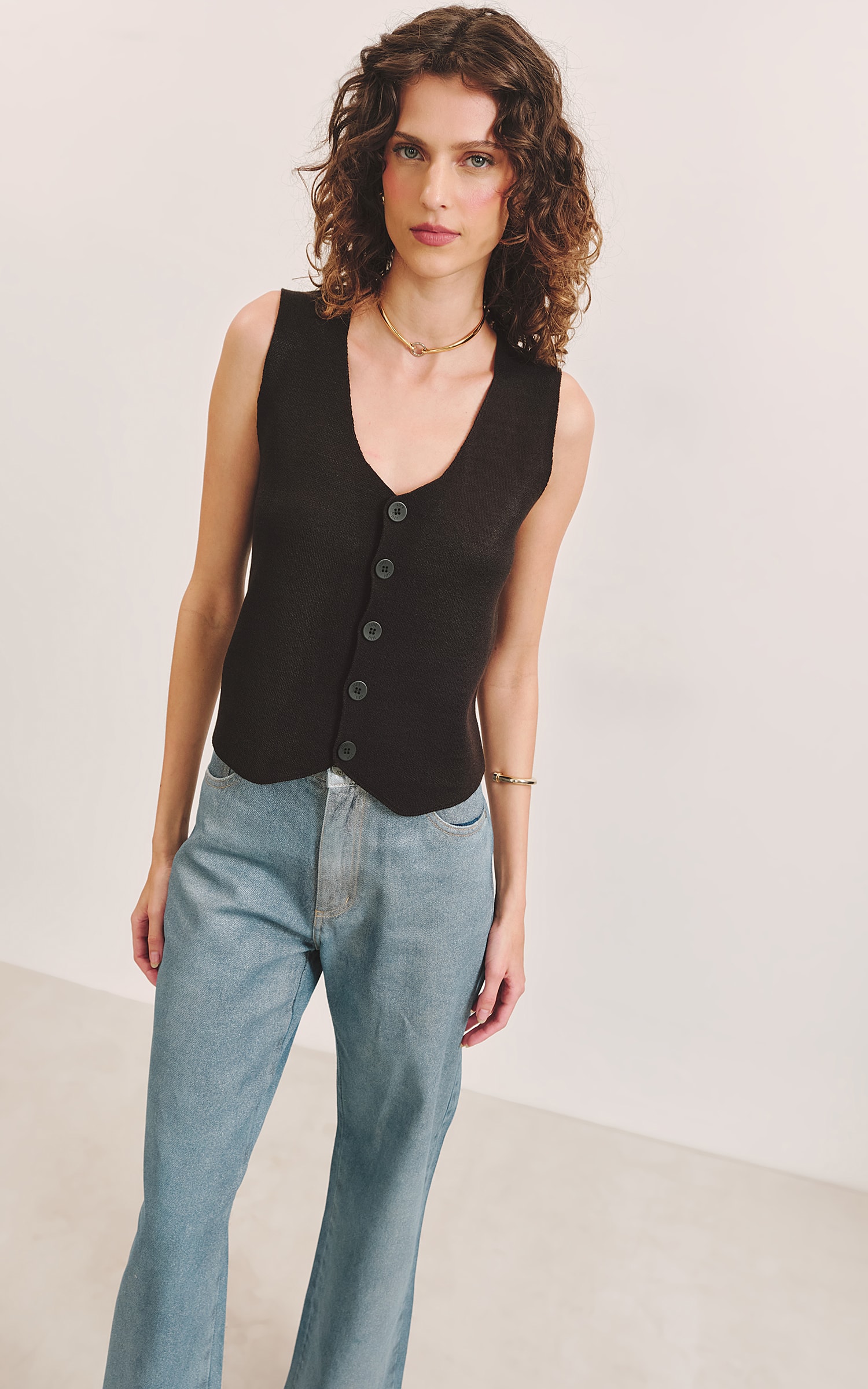 Colete Tricot Quadrado Preto