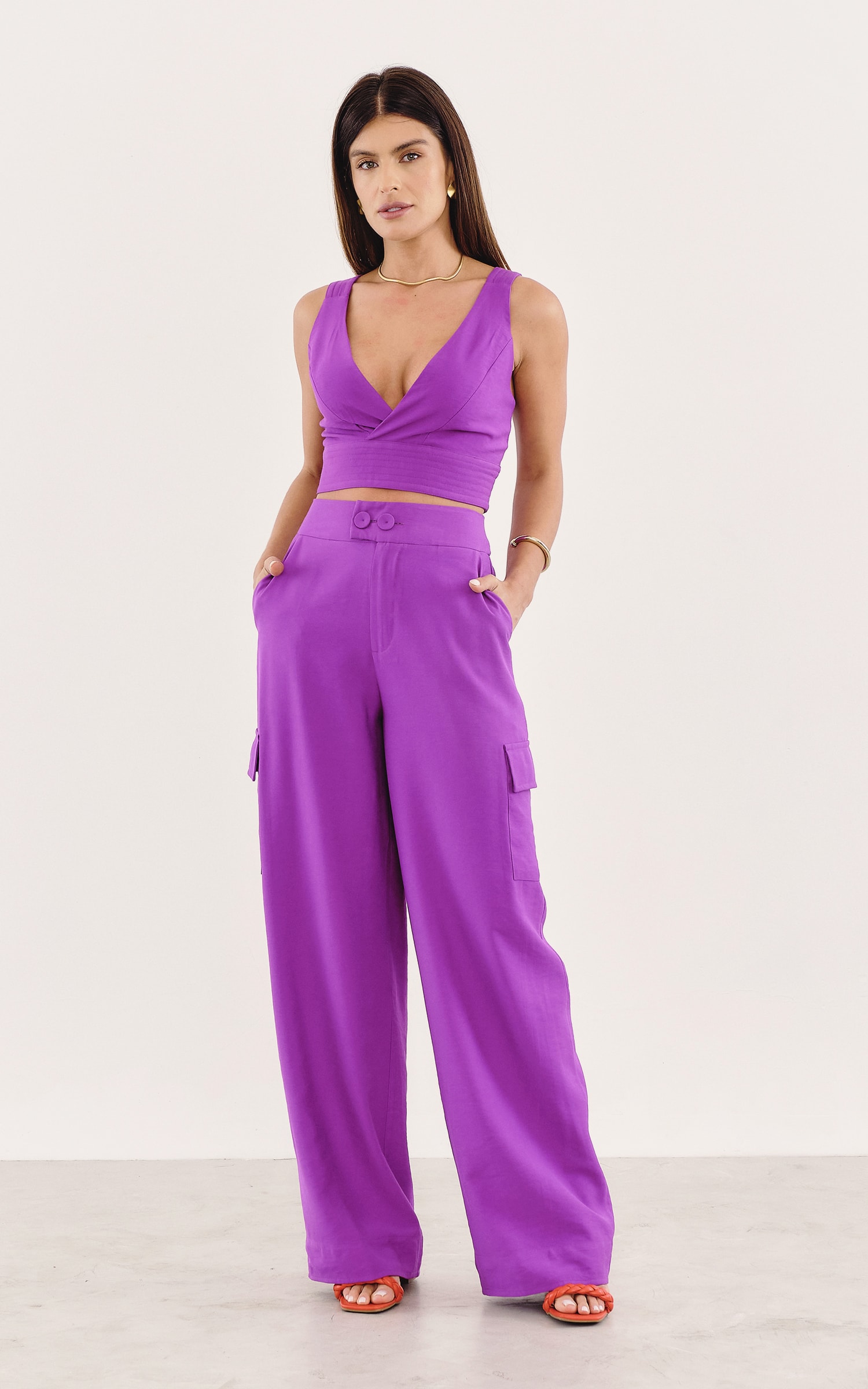 Cropped Abrigo Roxo