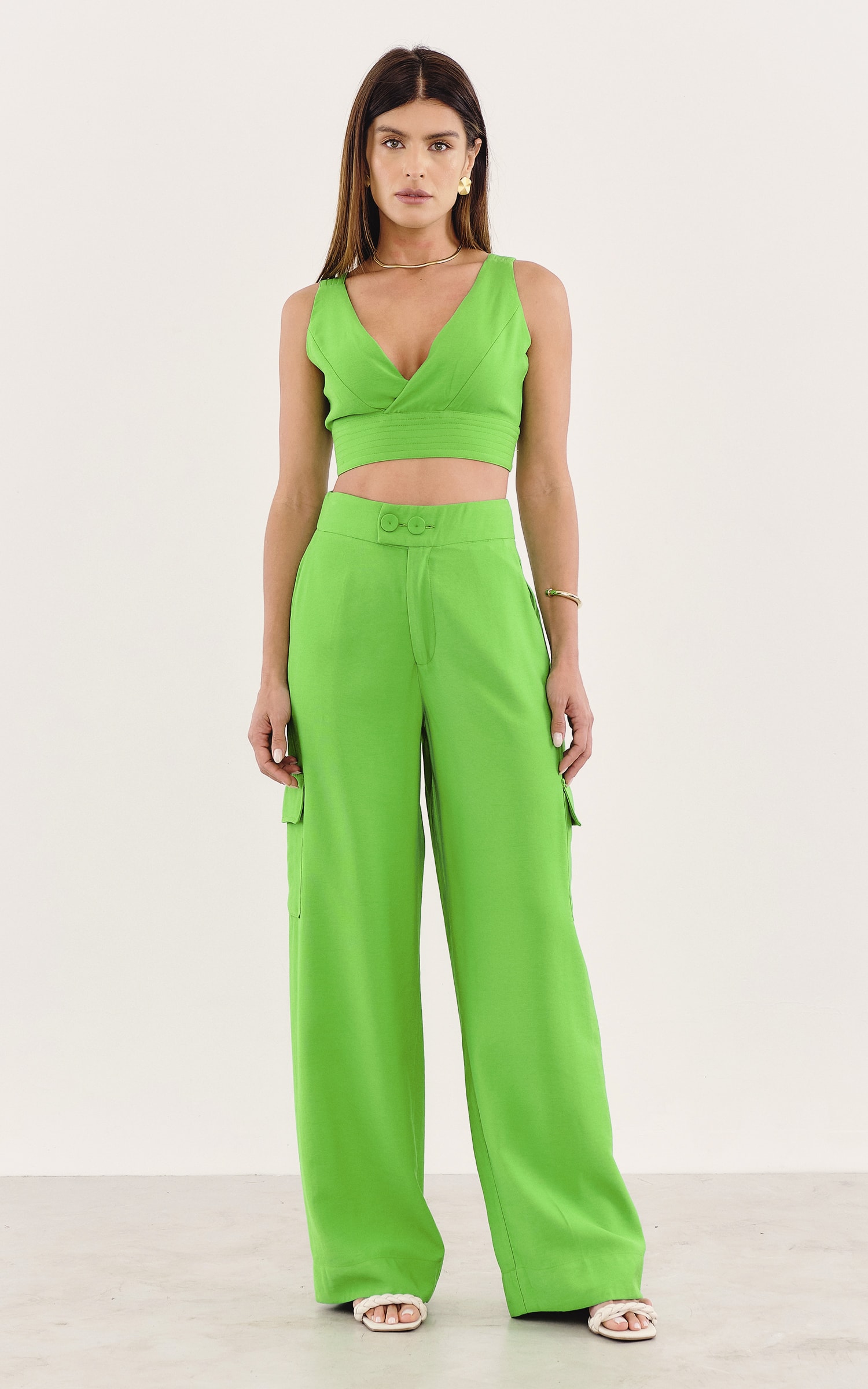 Cropped Abrigo Verde
