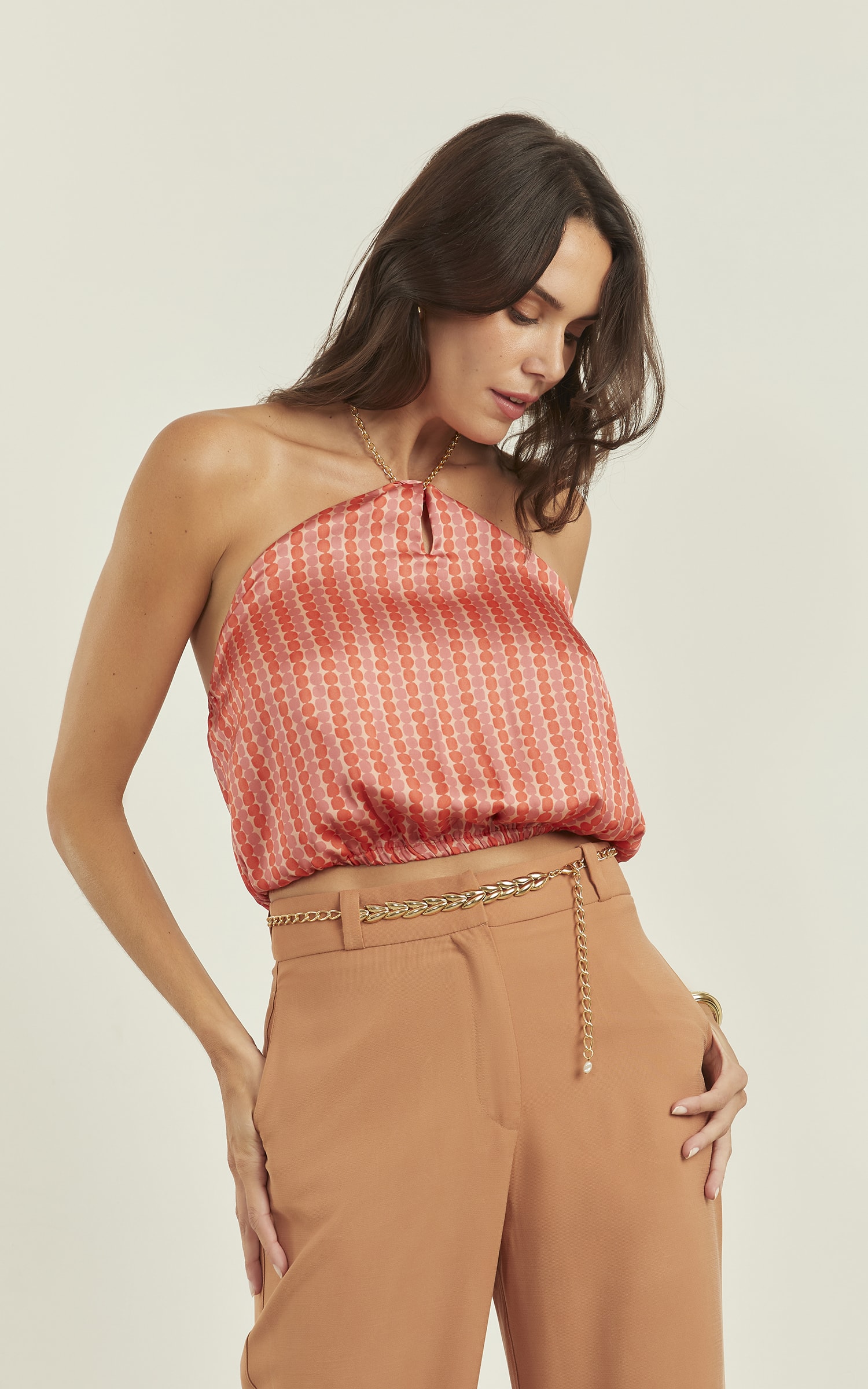 Cropped Amar Correntes Vermelho