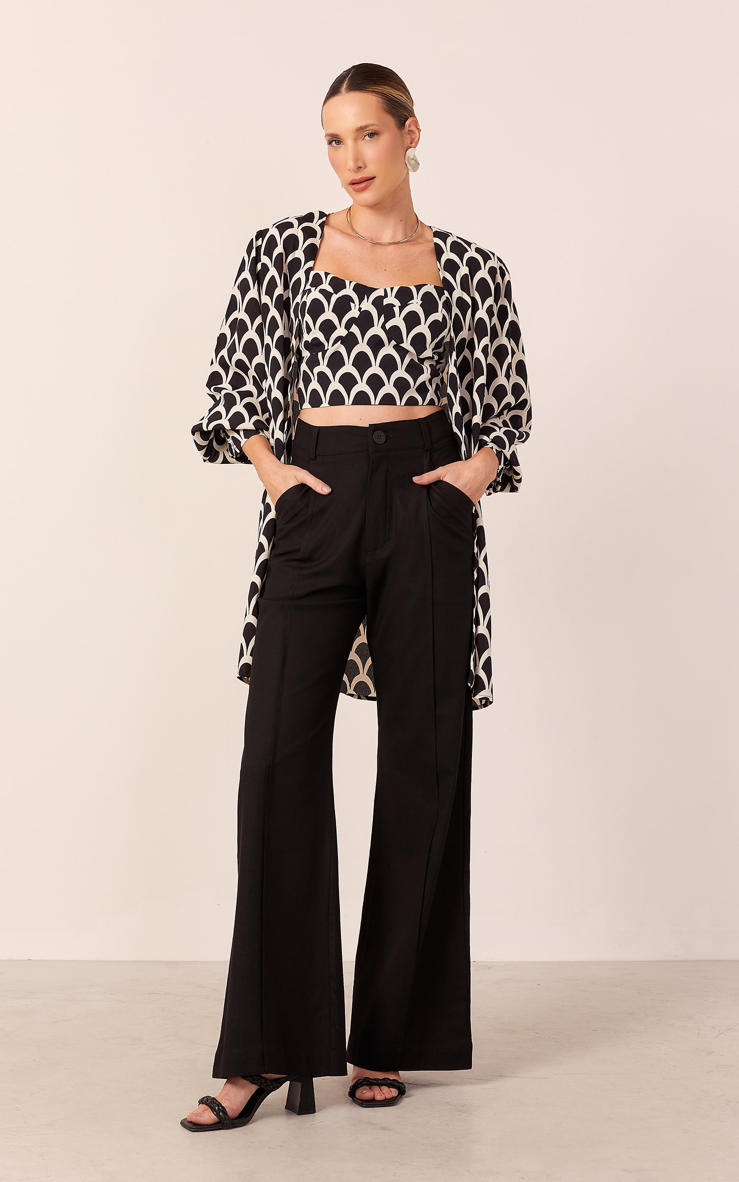 Cropped Arcos Corselet Preto