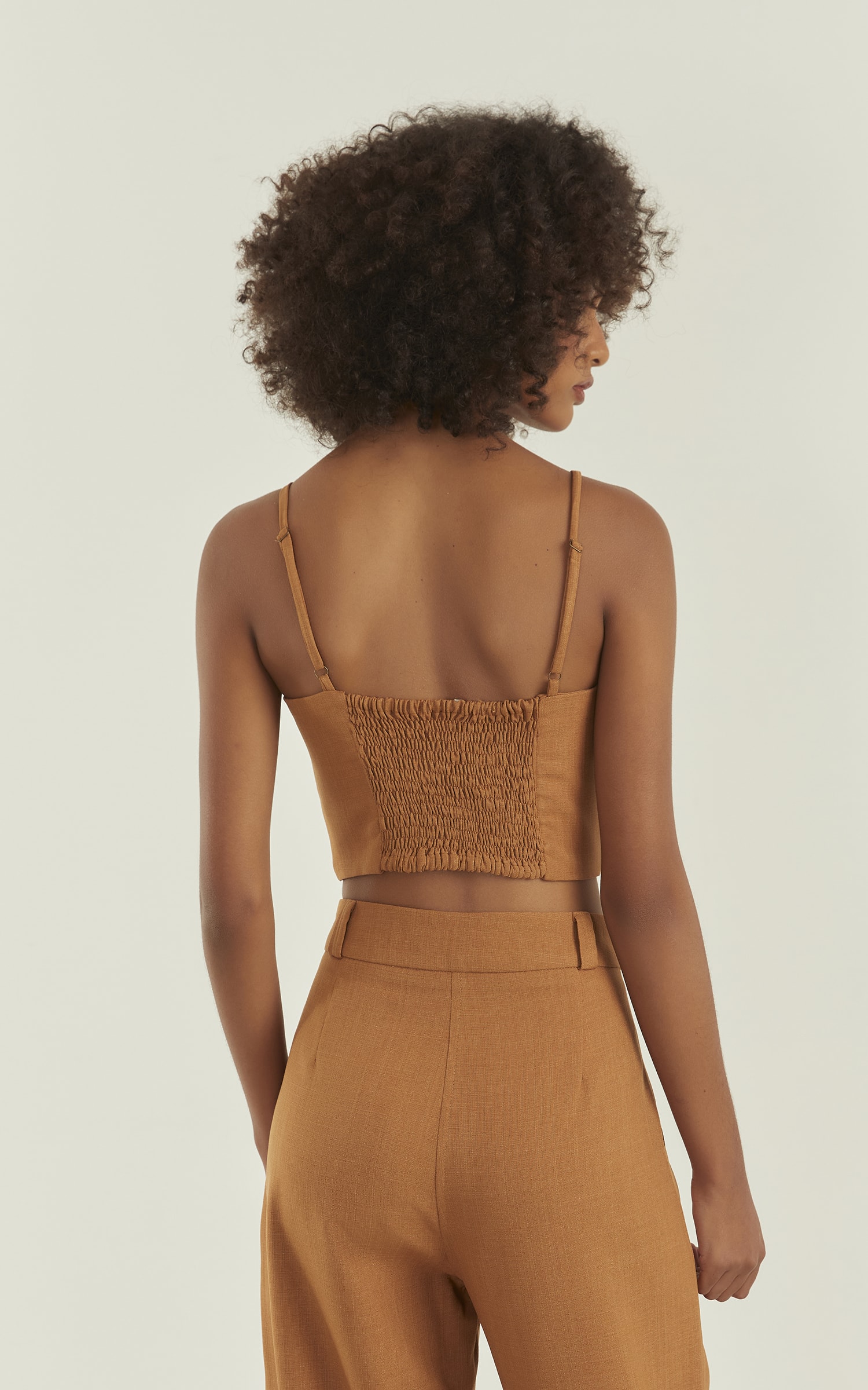 Cropped Aura Lastex Costas Cappuccino