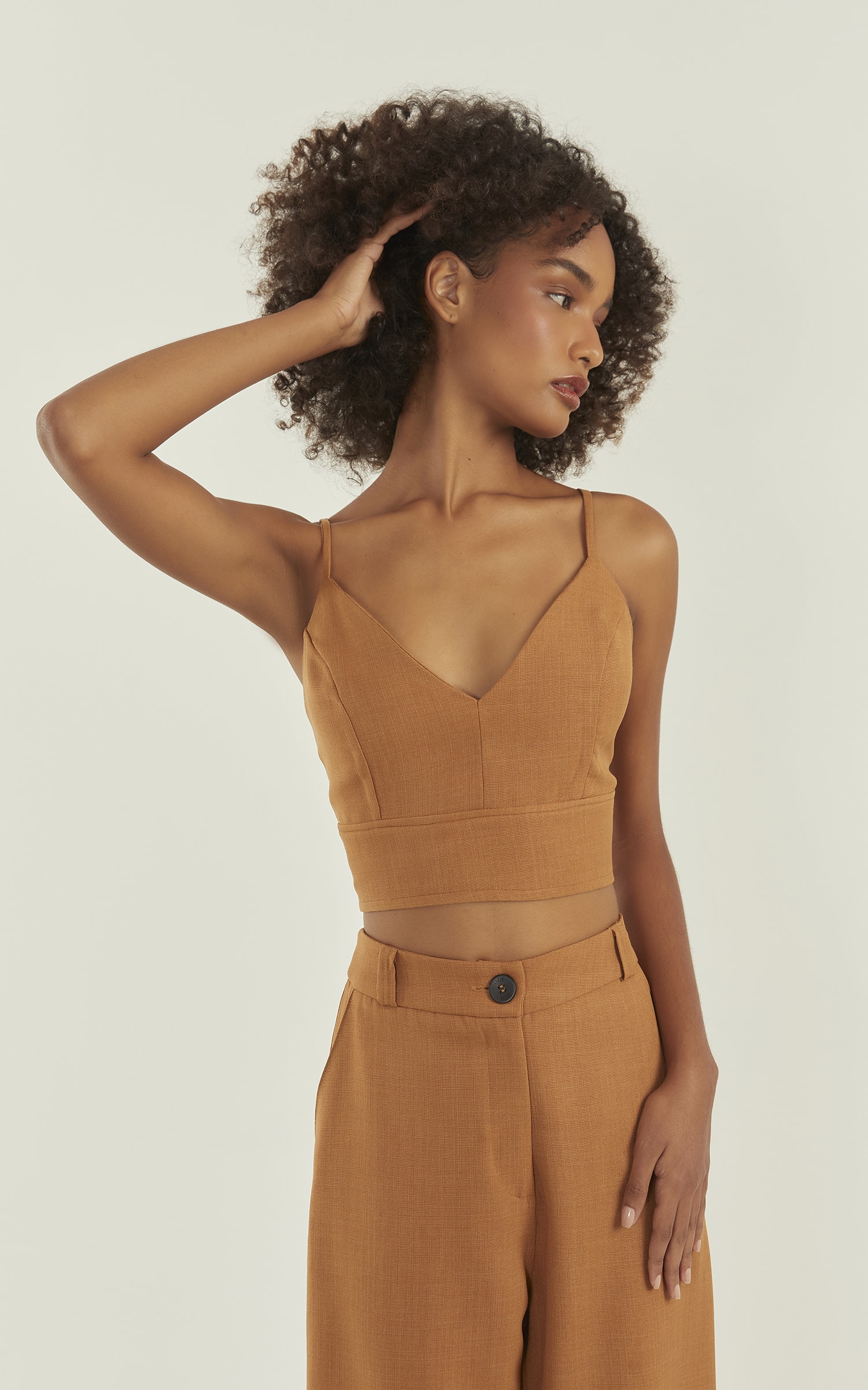 Cropped Aura Lastex Costas Cappuccino
