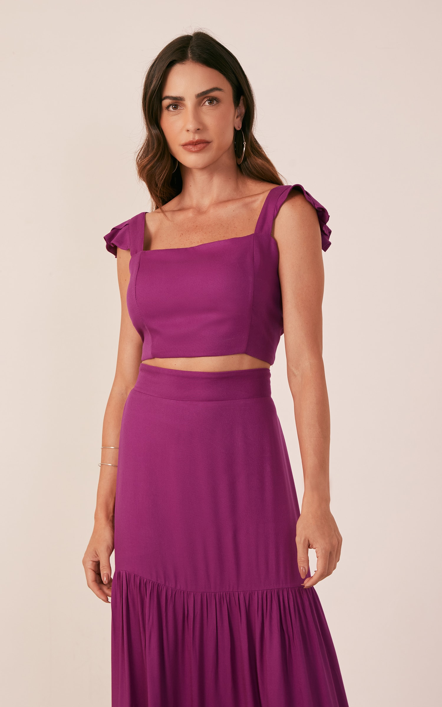 Cropped Bali Babados Fúcsia
