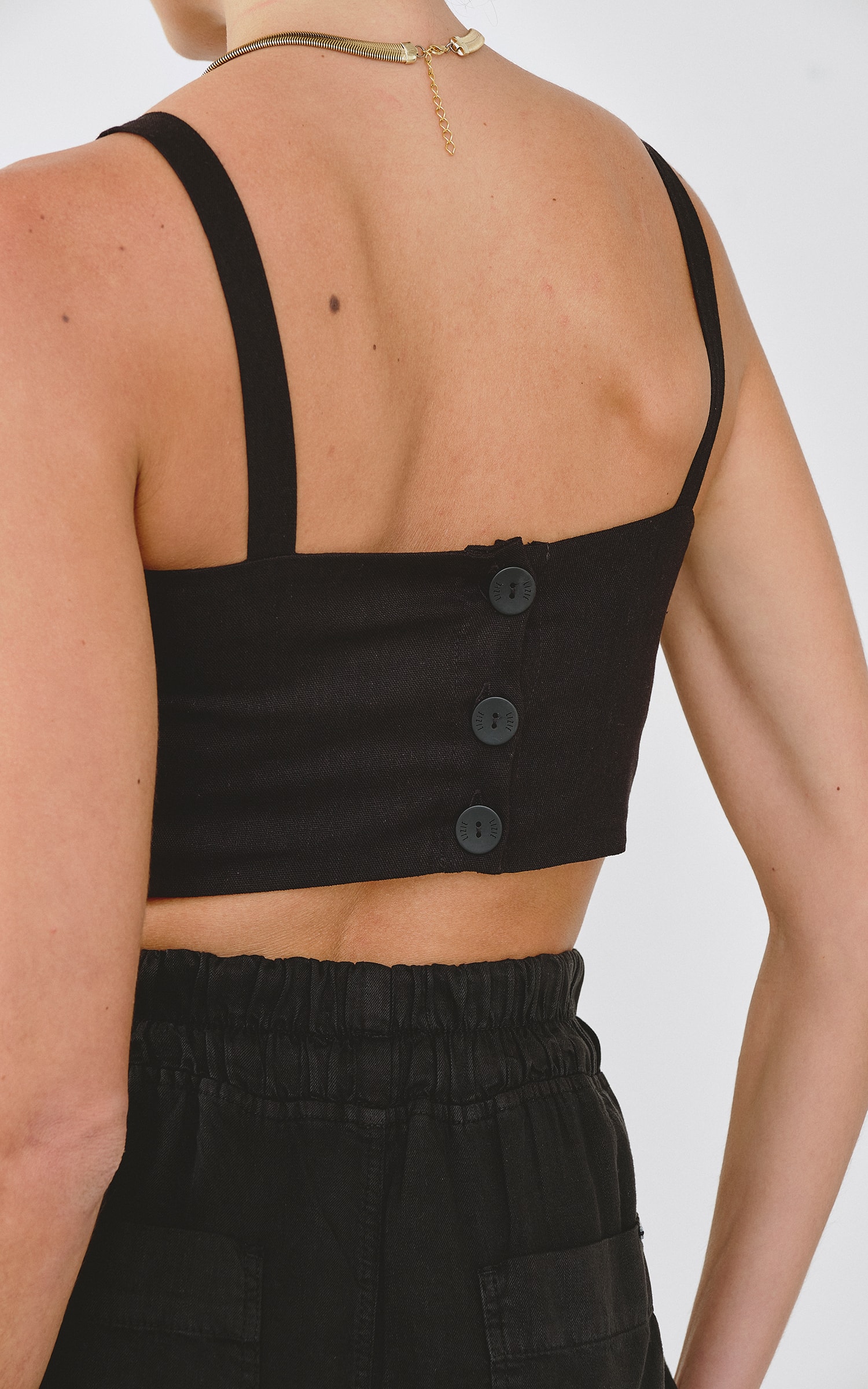 Cropped Botões Atenas Preto