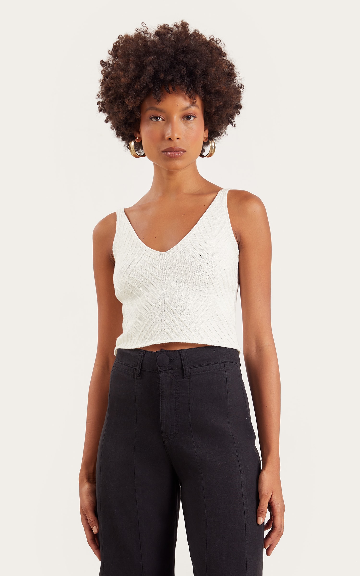 Cropped Busto Recortes Off White