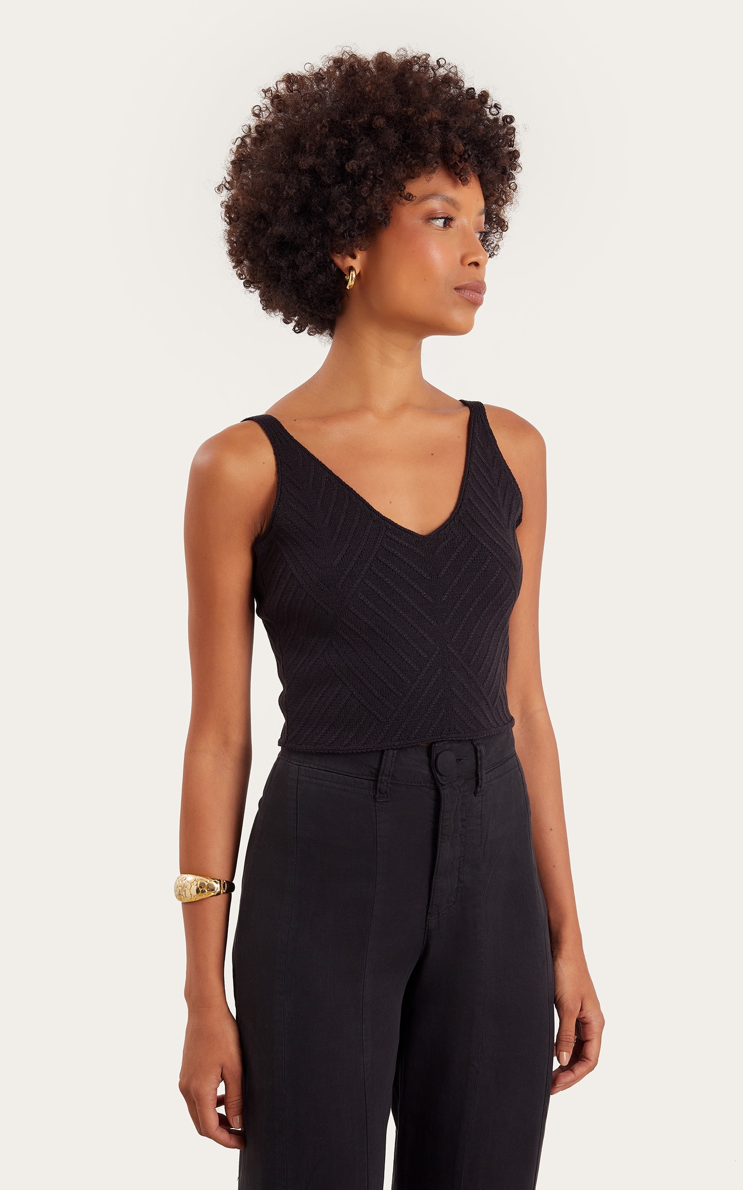 Cropped Busto Recortes Preto