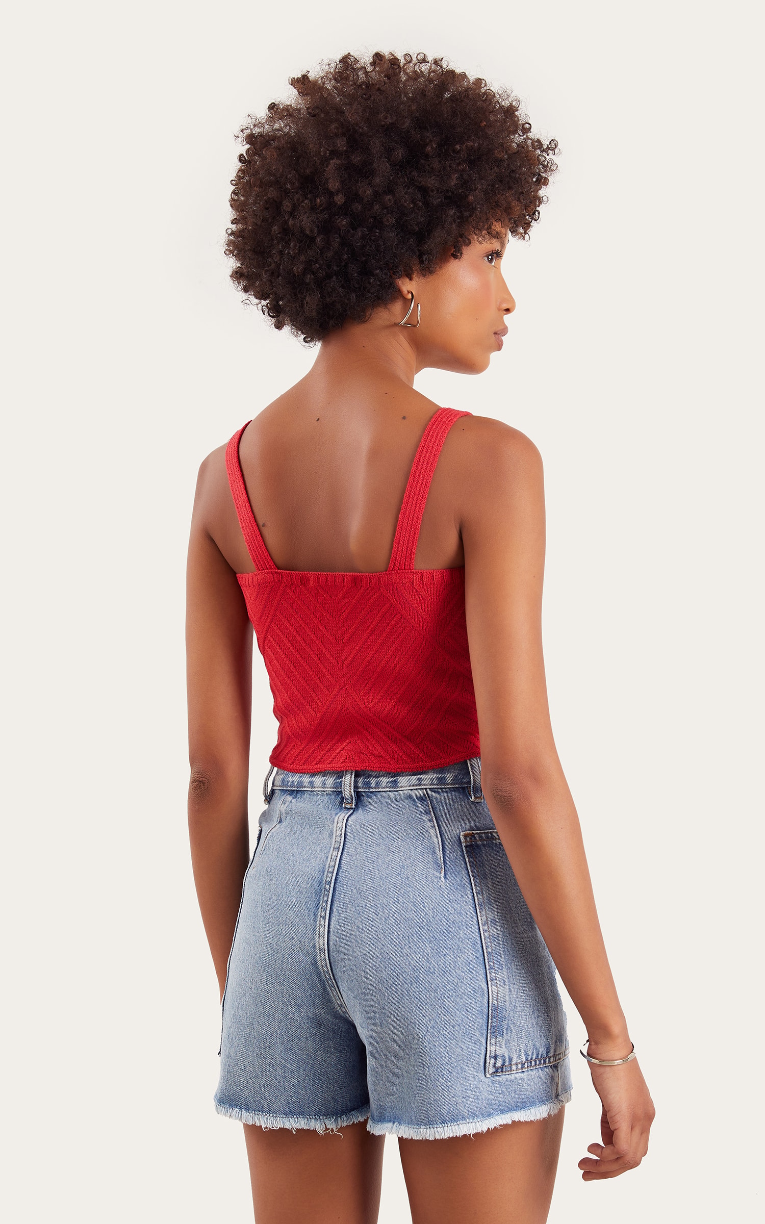 Cropped Busto Recortes Vermelho