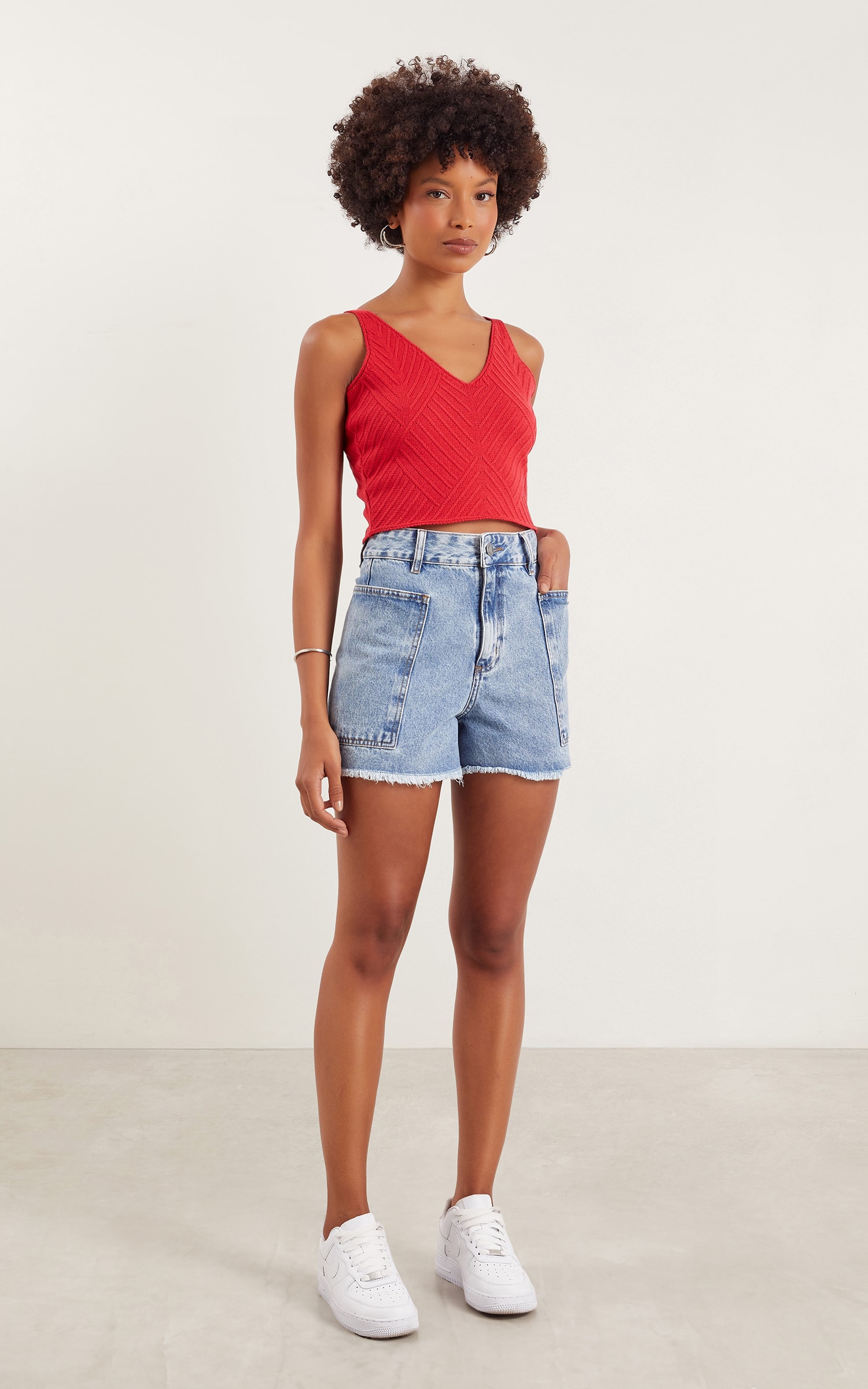 Cropped Busto Recortes Vermelho