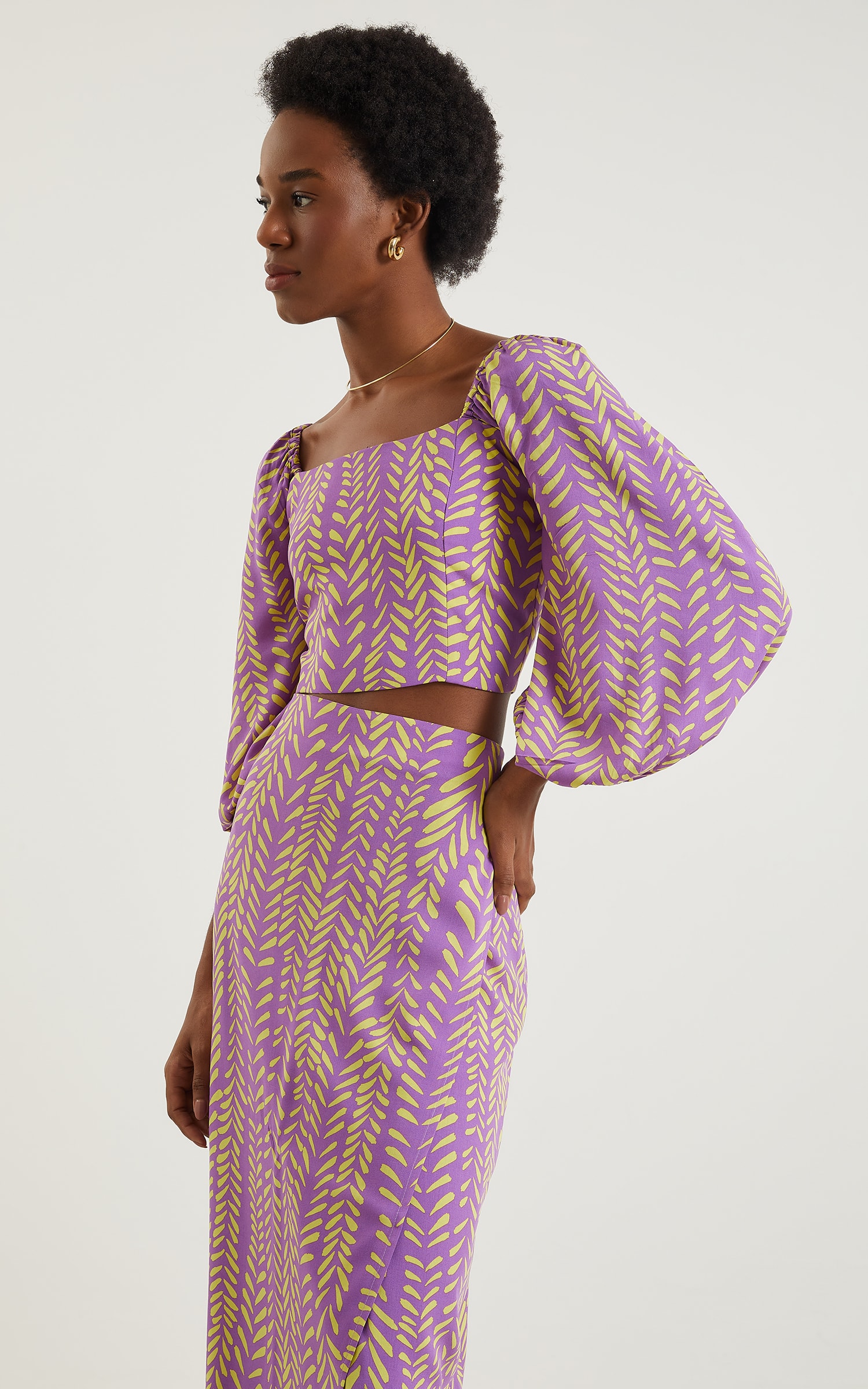 Cropped Colorir Manga Bufante Roxo