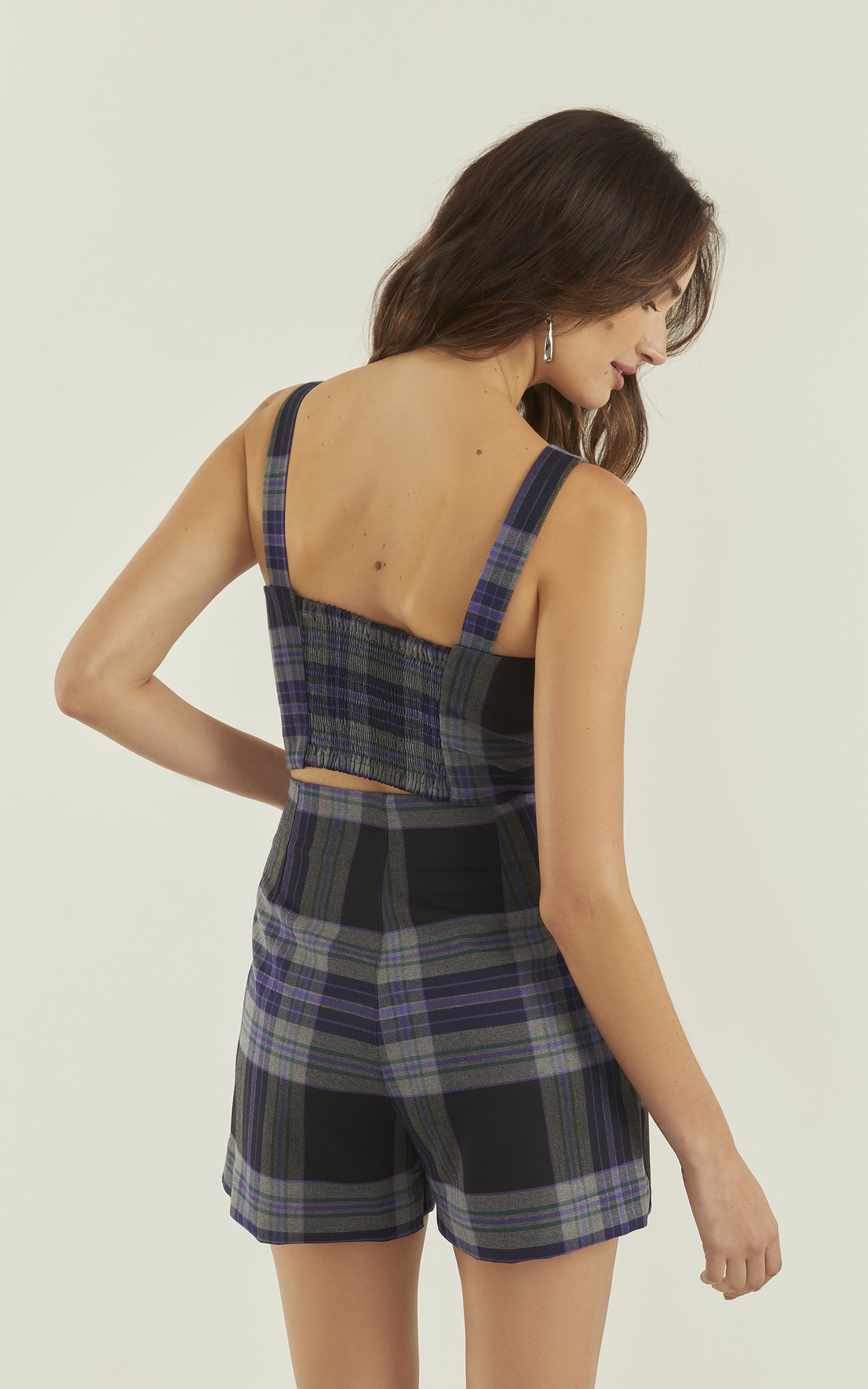Cropped Corset Chess Preto
