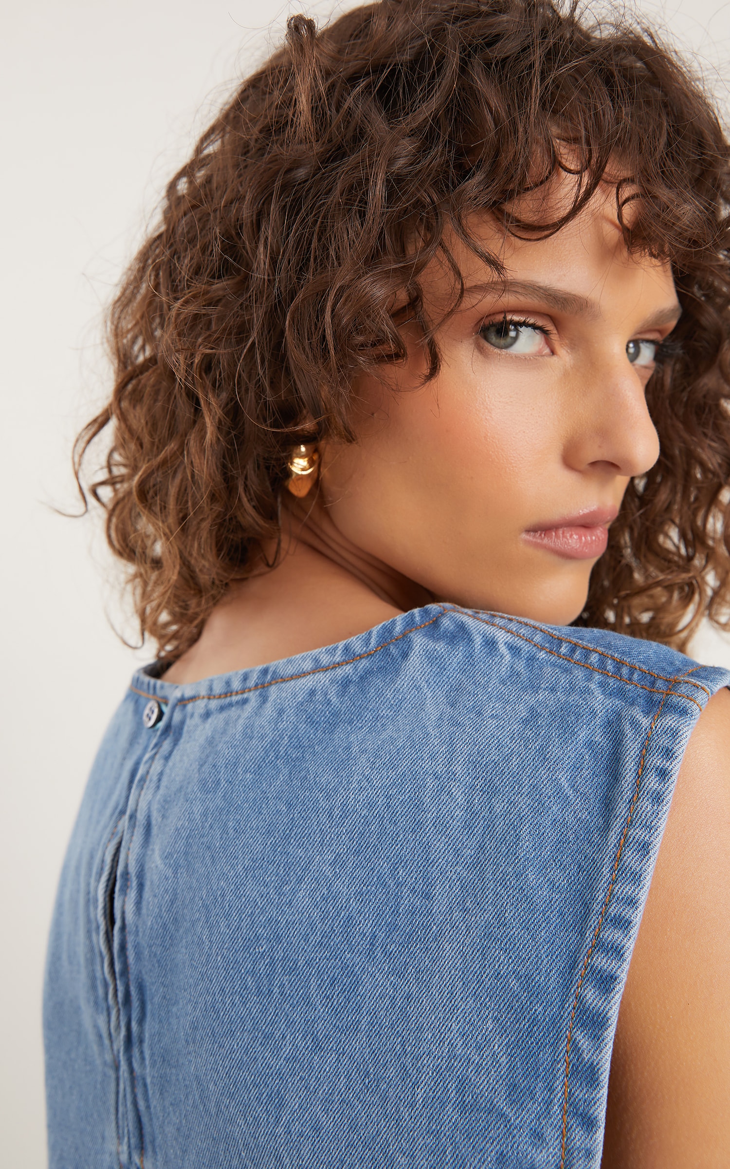 Cropped Desfiado Jeans Médio