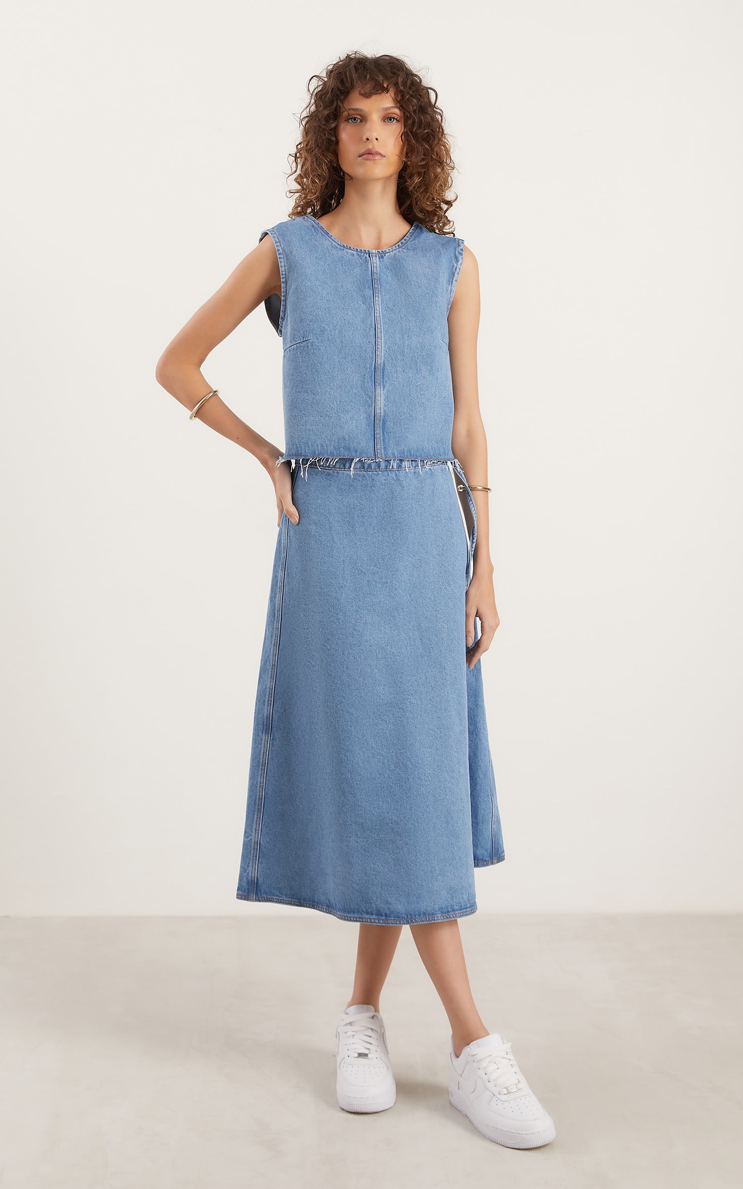 Cropped Desfiado Jeans Médio