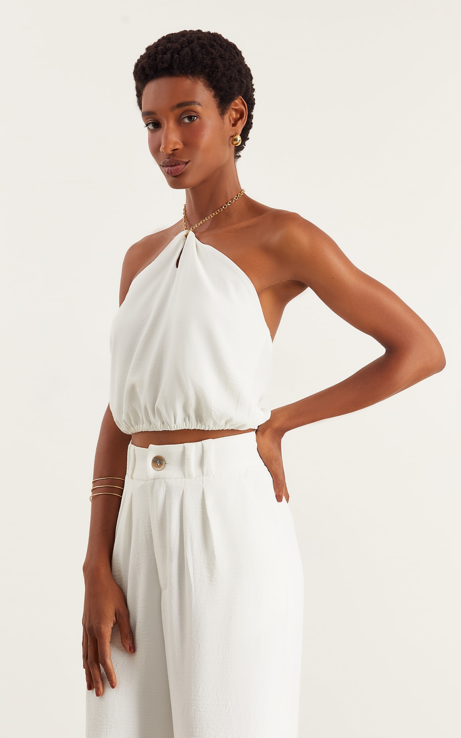 Cropped Detalhe Corrente Off White
