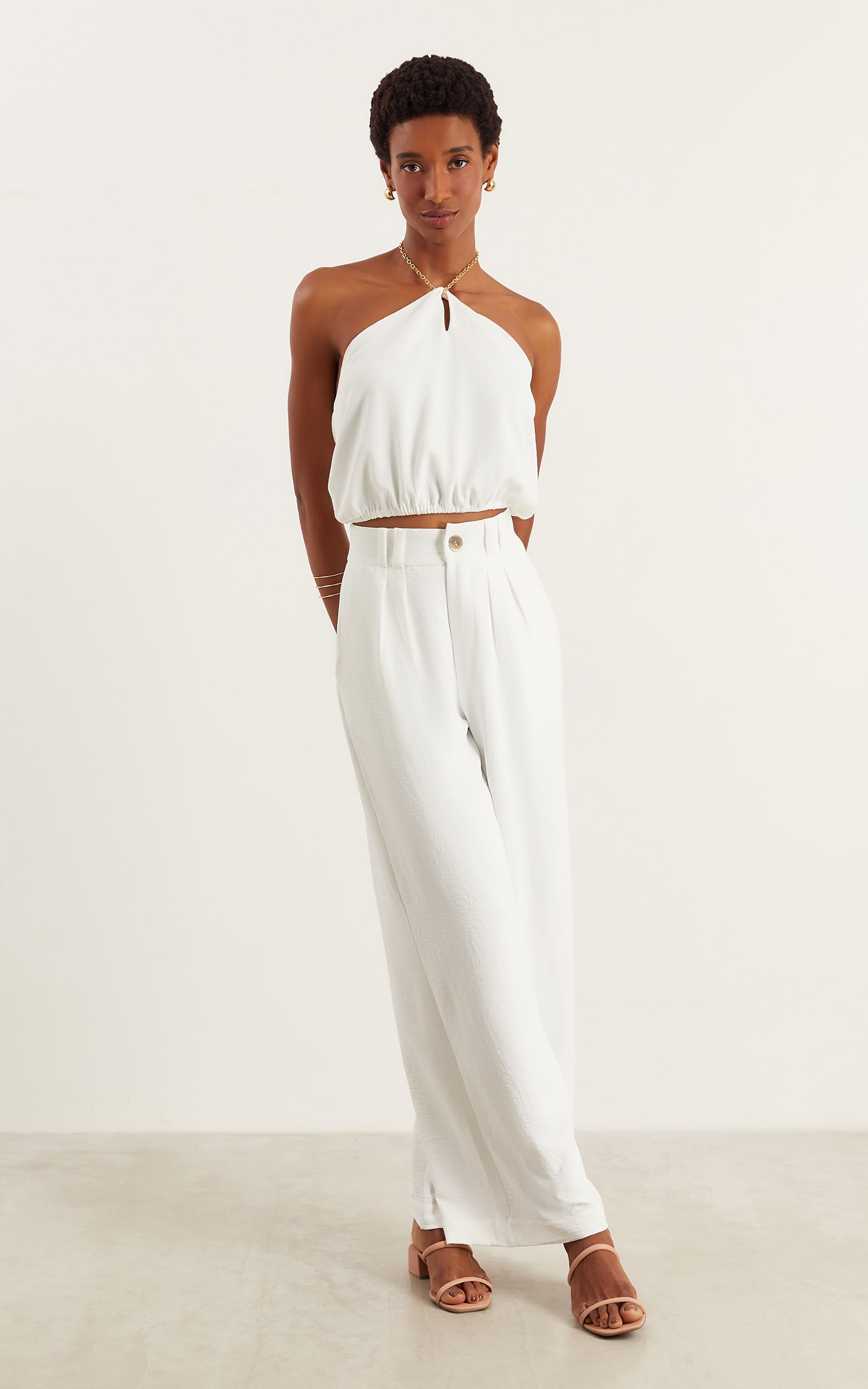 Cropped Detalhe Corrente Off White