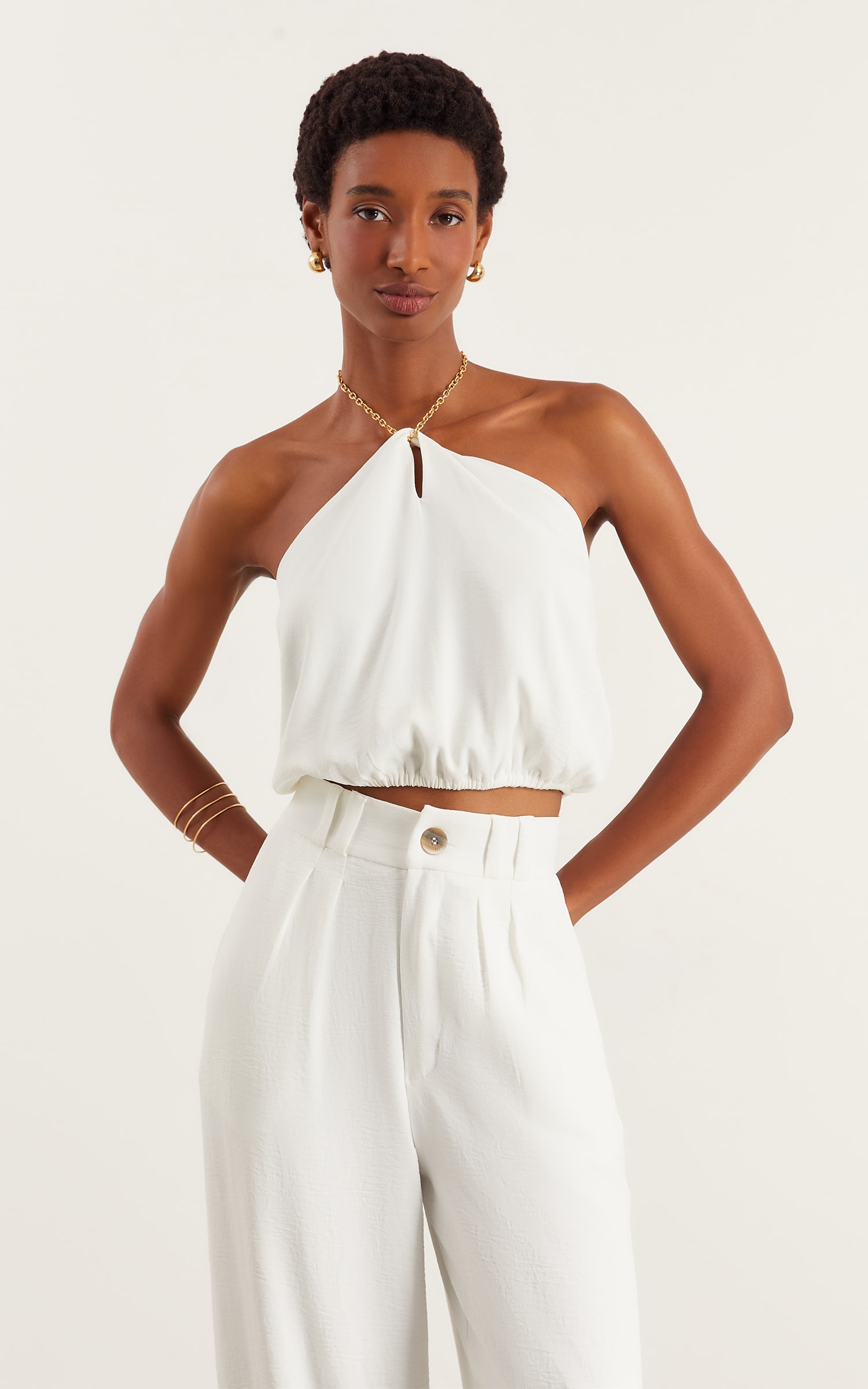 Cropped Detalhe Corrente Off White