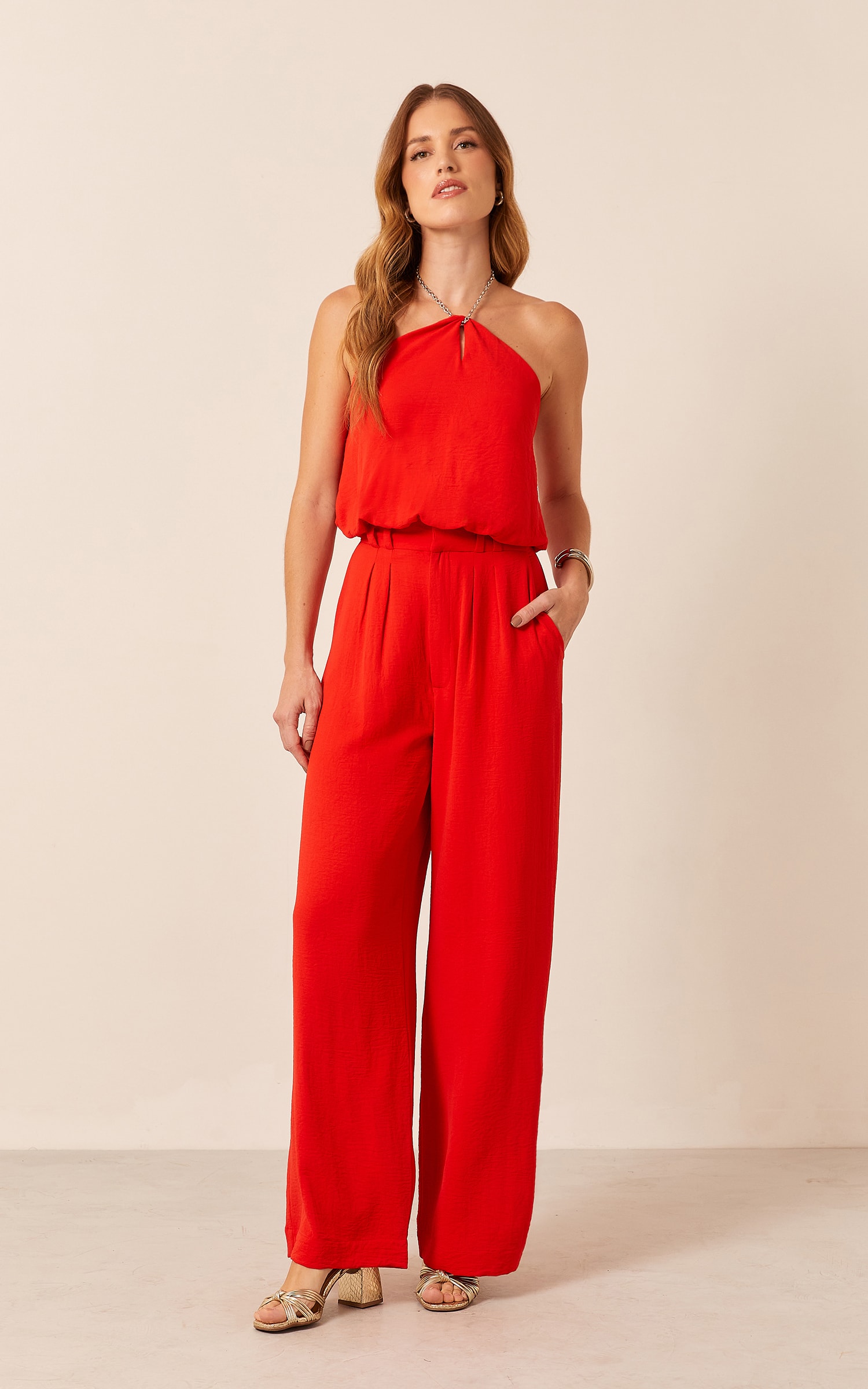 Cropped Detalhe Corrente Vermelho