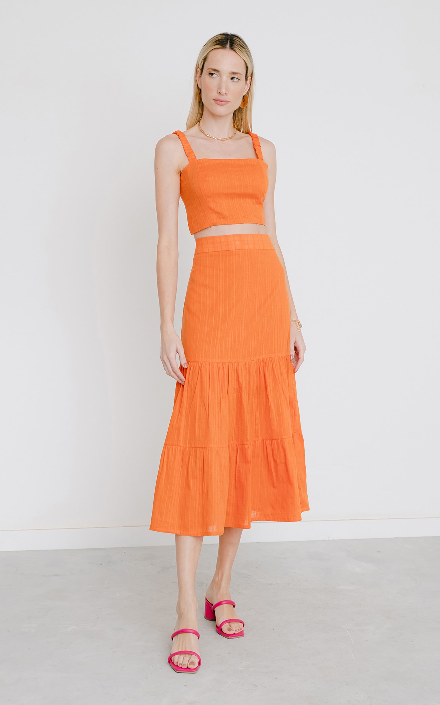 Cropped Folclore Laranja