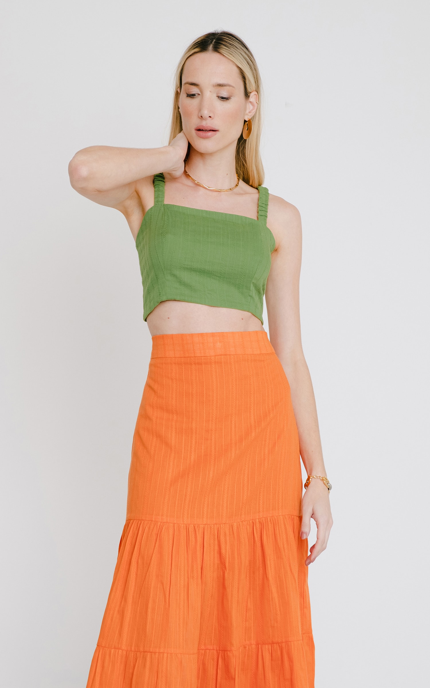 Cropped Folclore Verde Musgo
