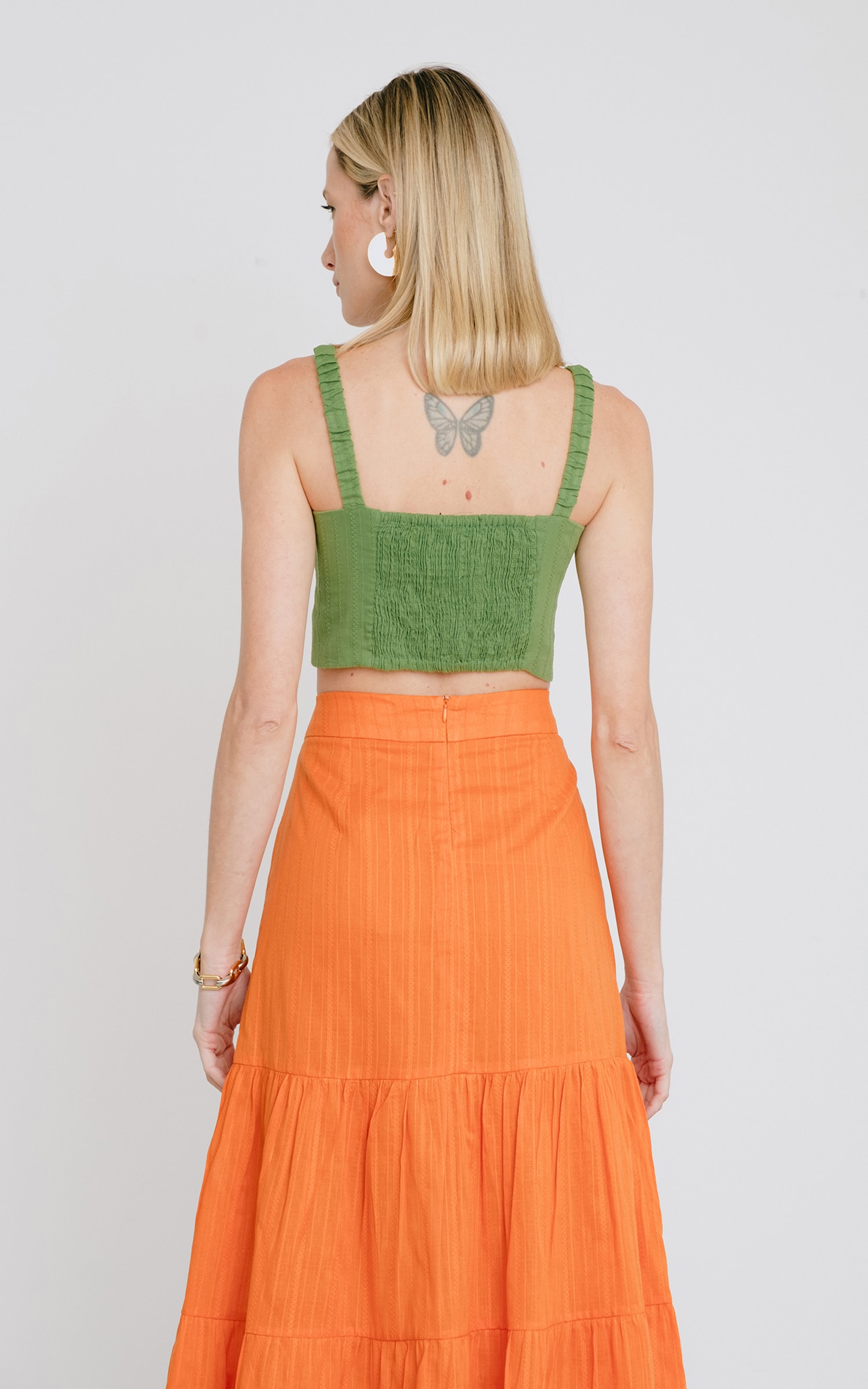Cropped Folclore Verde Musgo