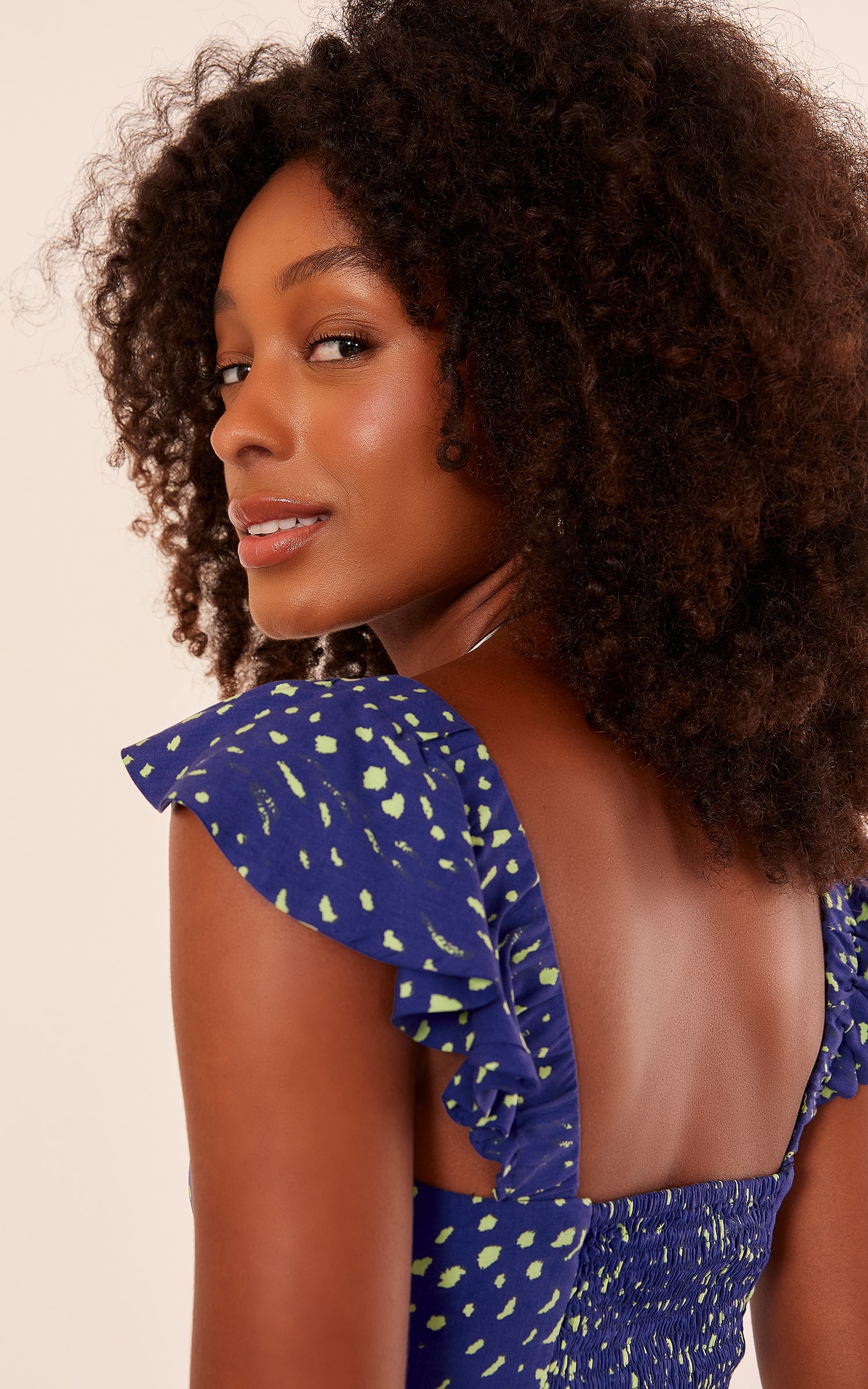 Cropped Franzido Estampa Blanche Azul
