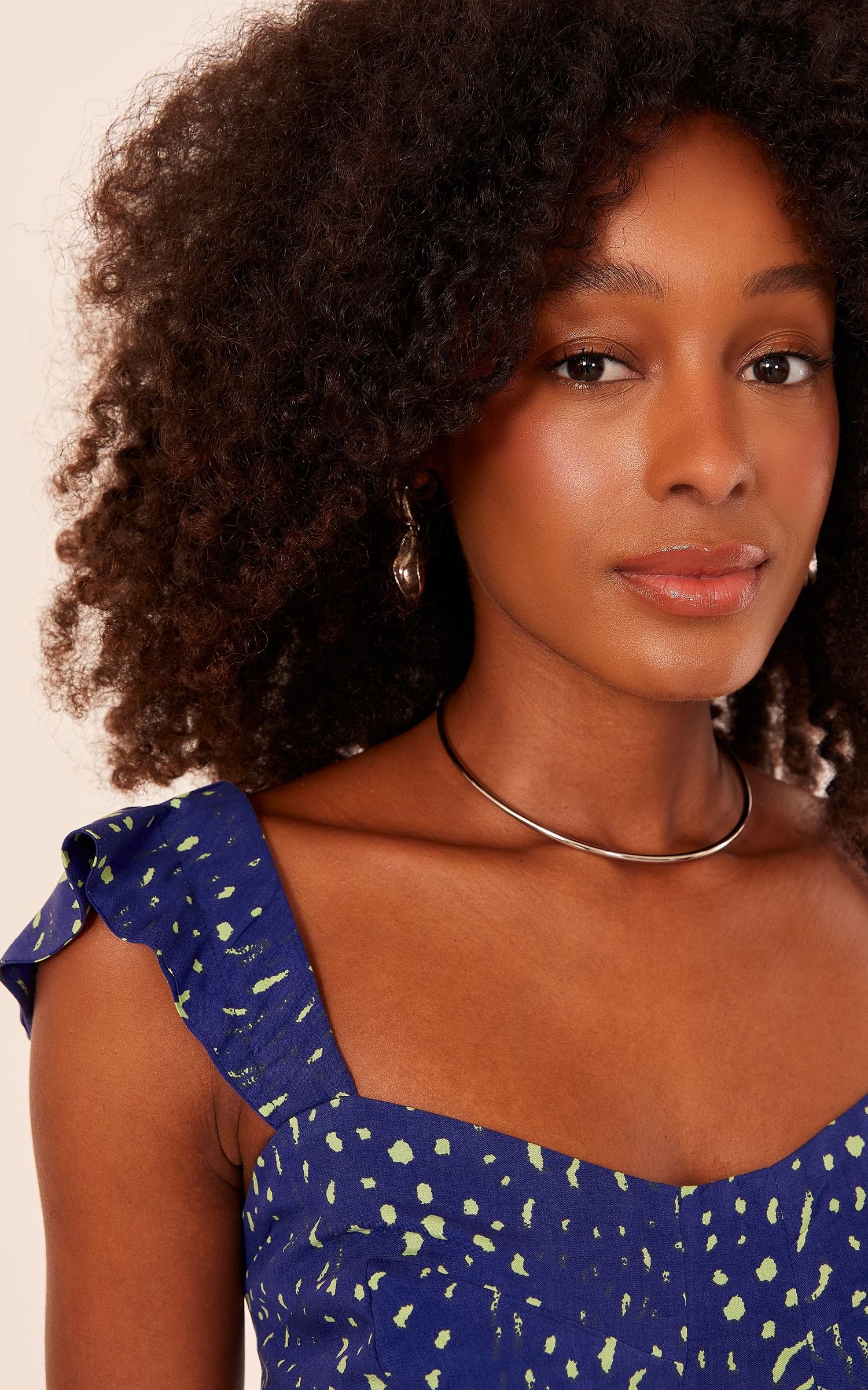 Cropped Franzido Estampa Blanche Azul