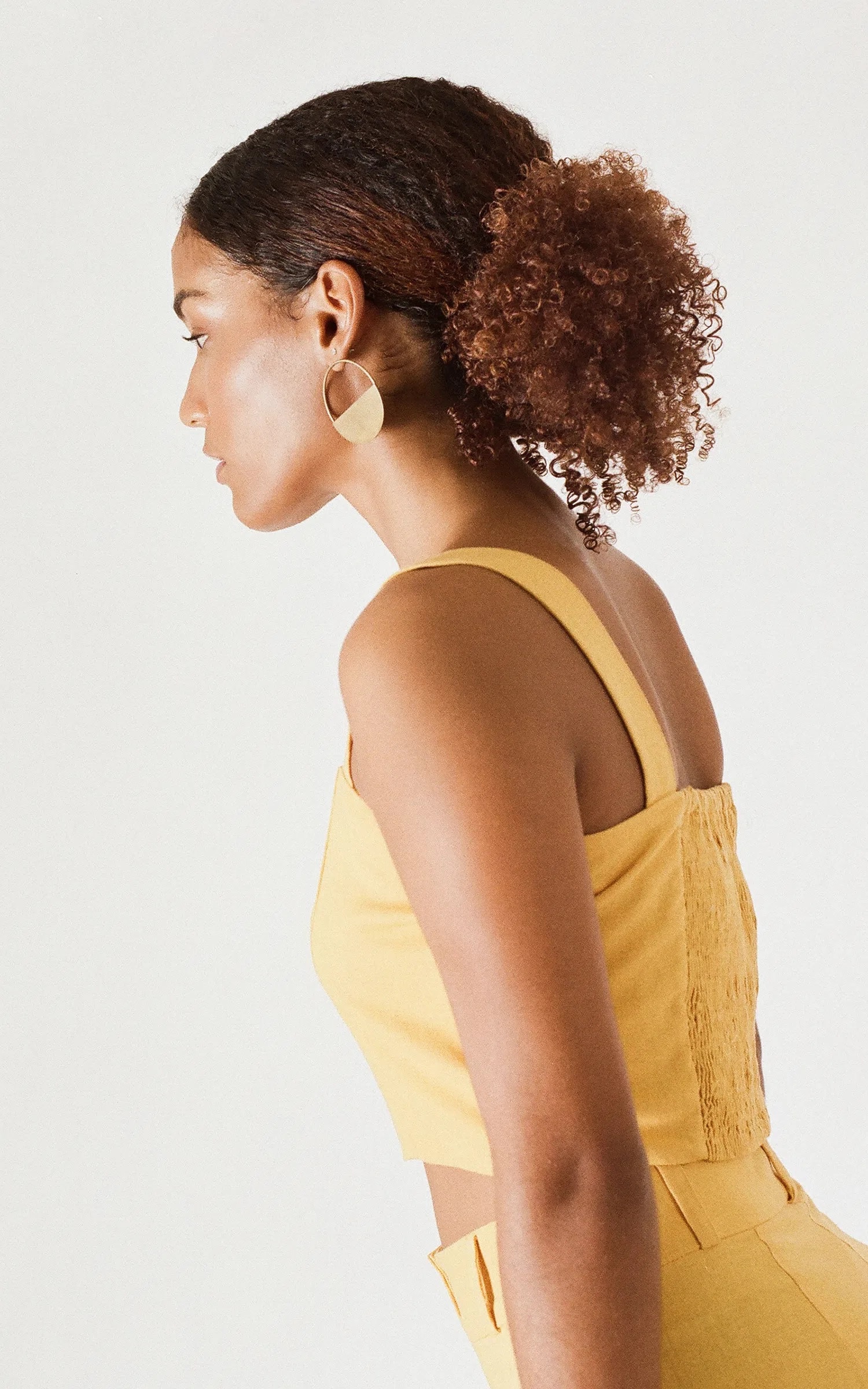 Cropped Lastex Linho Amarelo