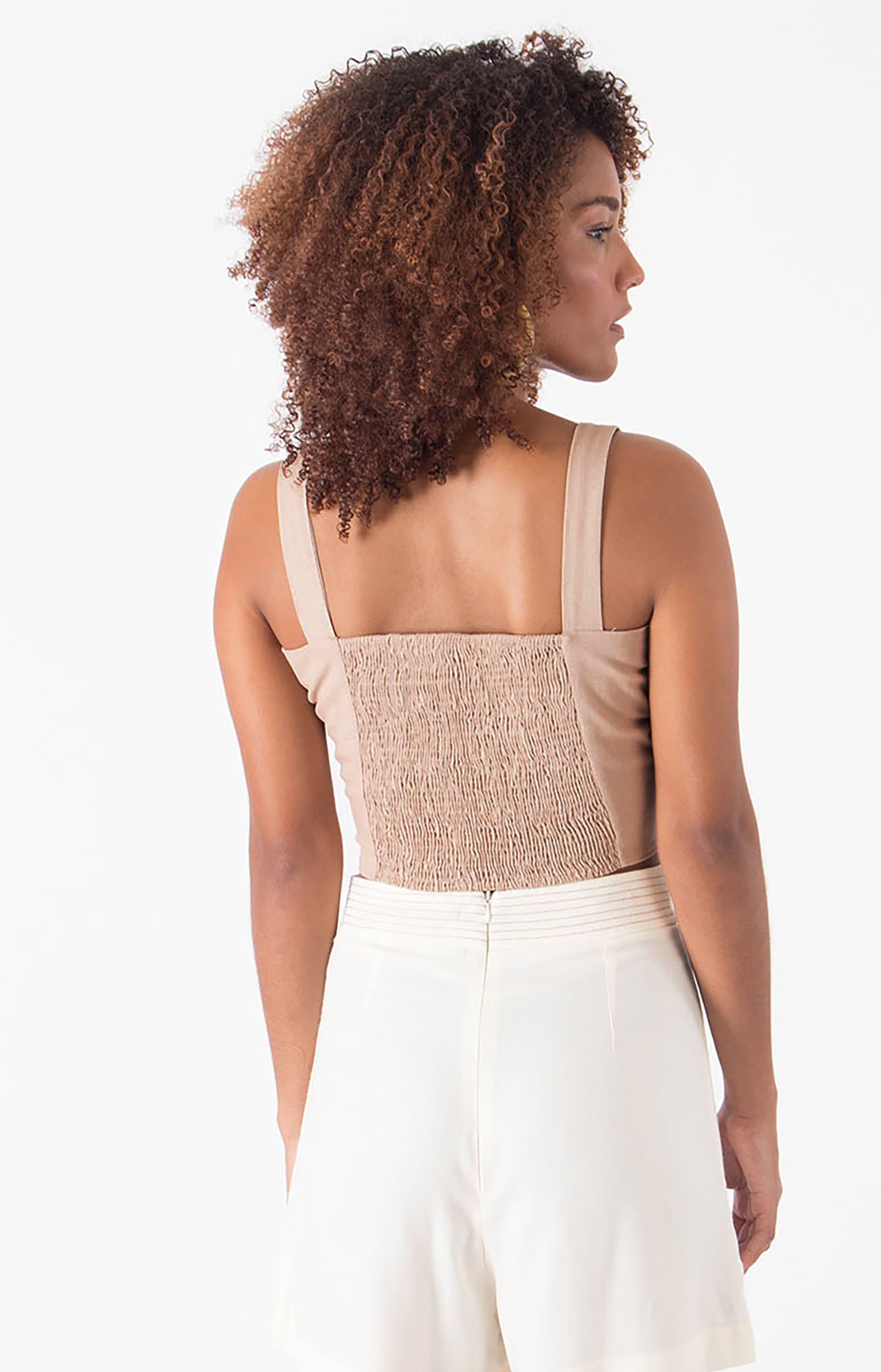 Cropped Lastex Linho Cru