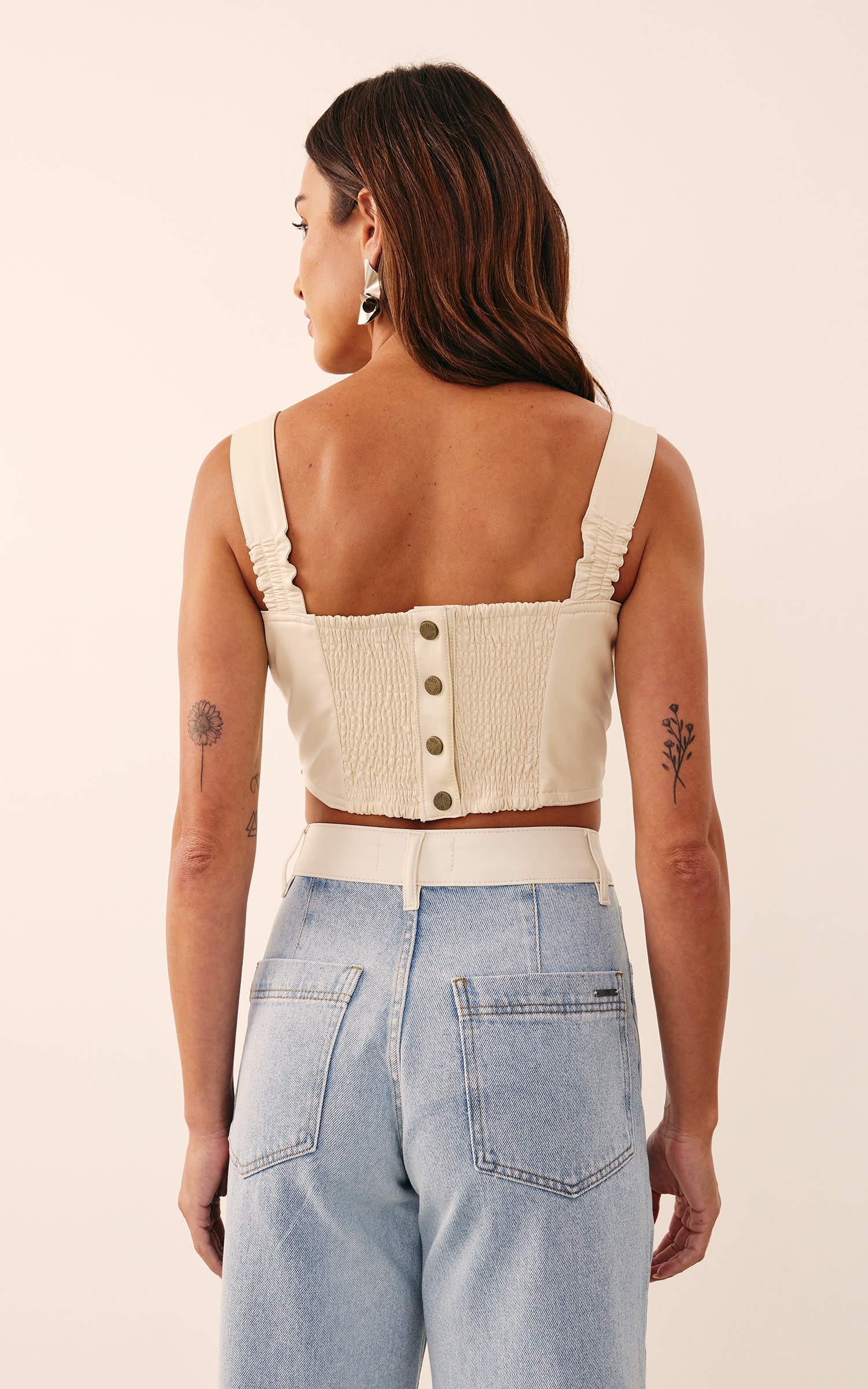 Cropped Like Leather Meia Taça Natural