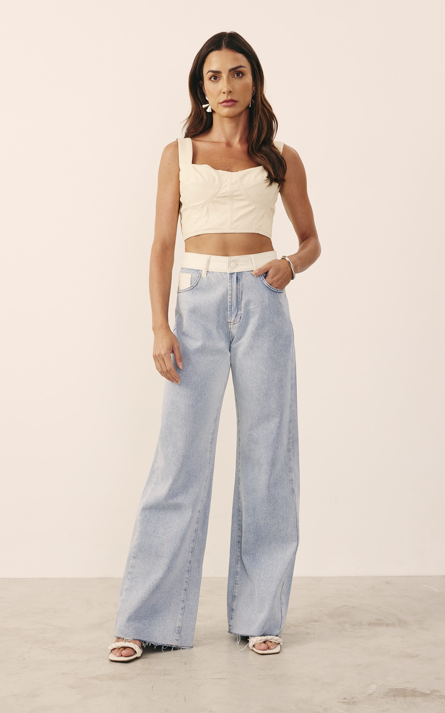 Cropped Like Leather Meia Taça Natural