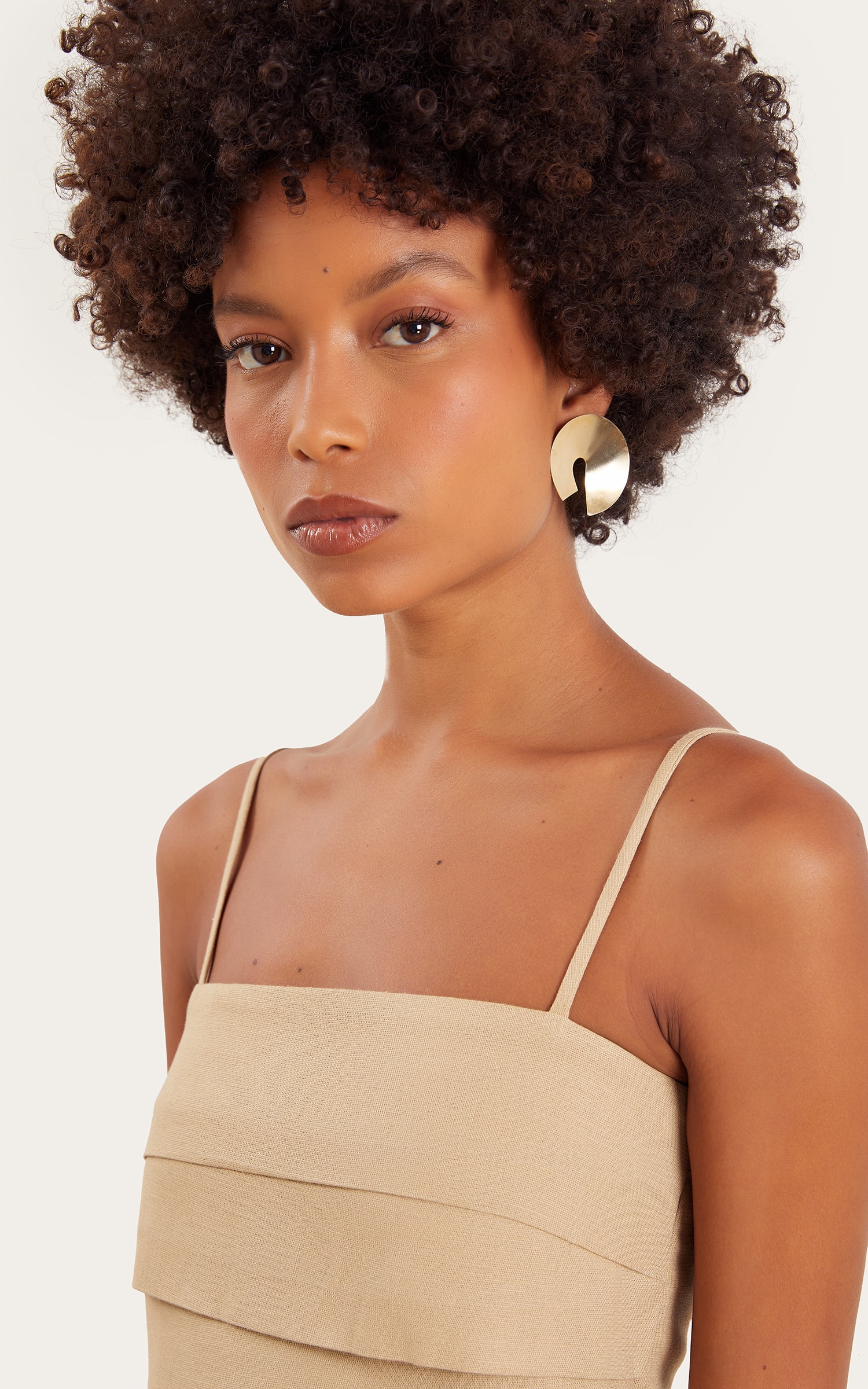 Cropped Linho Camadas Bege