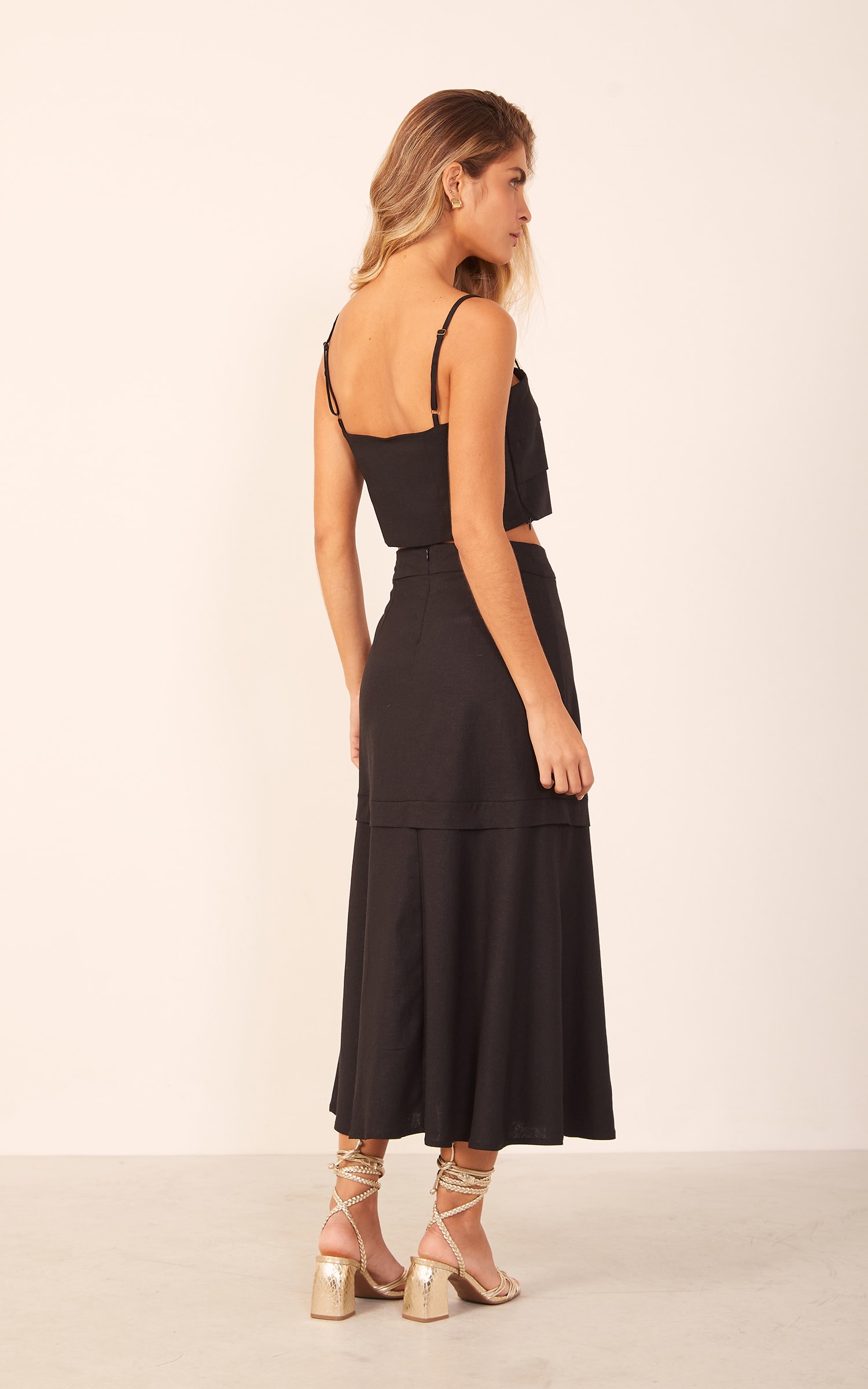 Cropped Linho Drapeado Preto