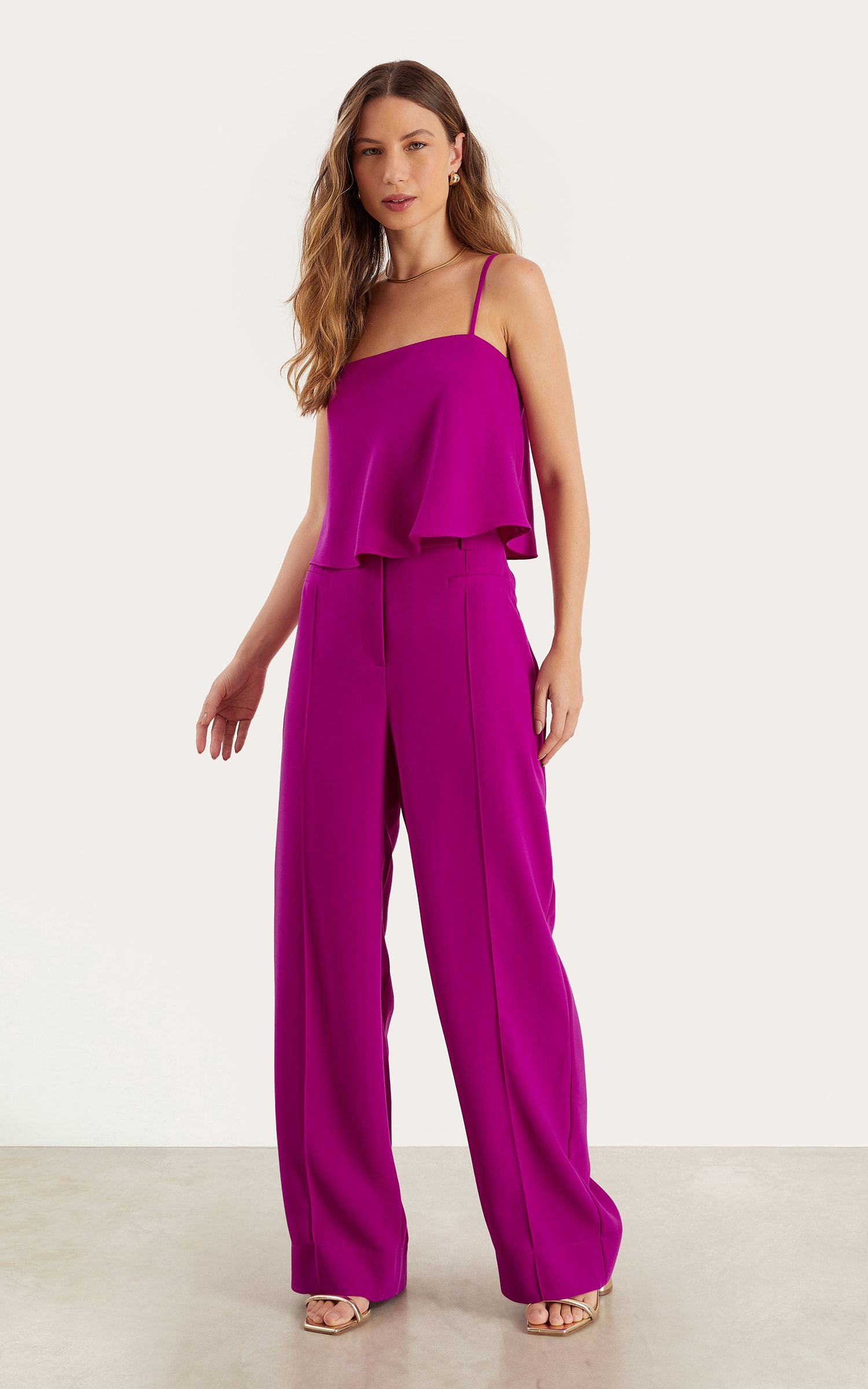 Cropped Living Alça Fina Fucsia
