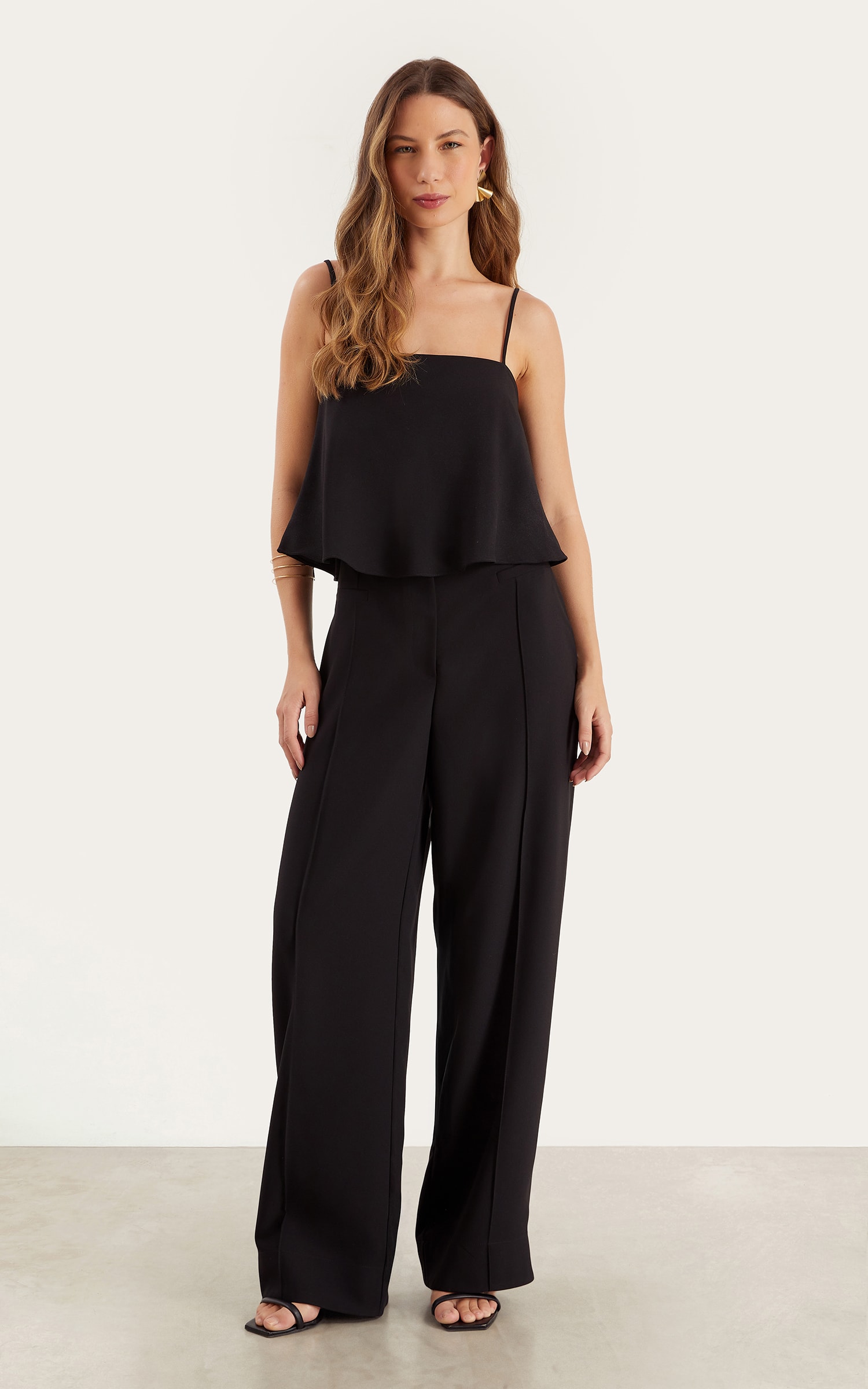 Cropped Living Alça Fina Preto