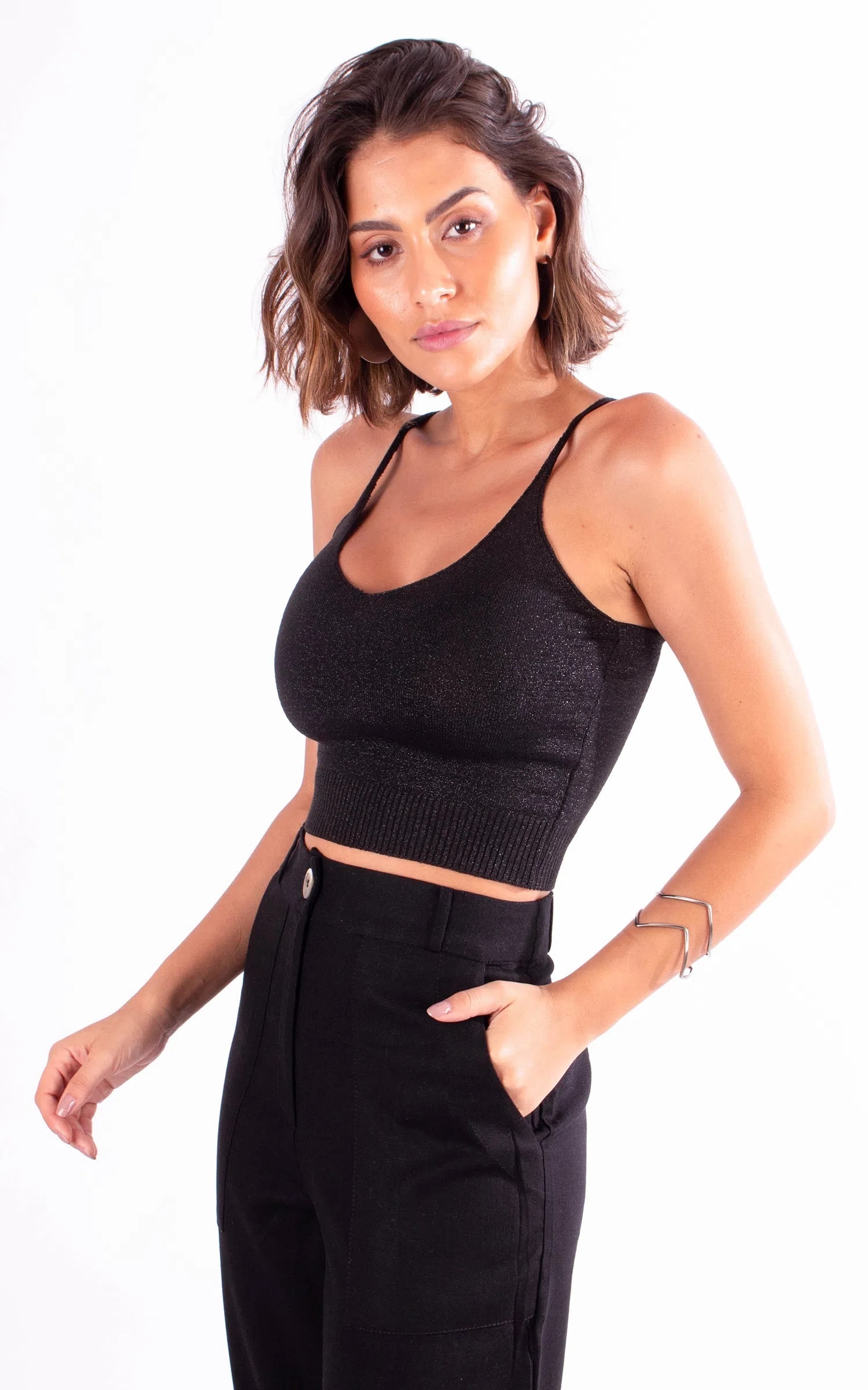 Cropped Lurex Preto