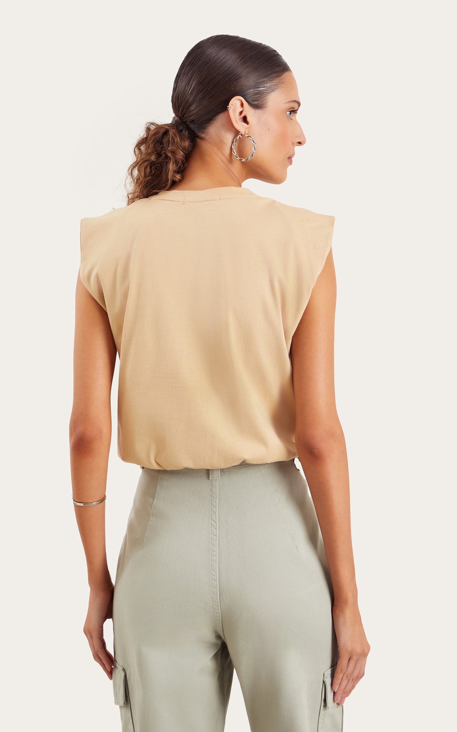 Cropped Malha Basic Bege
