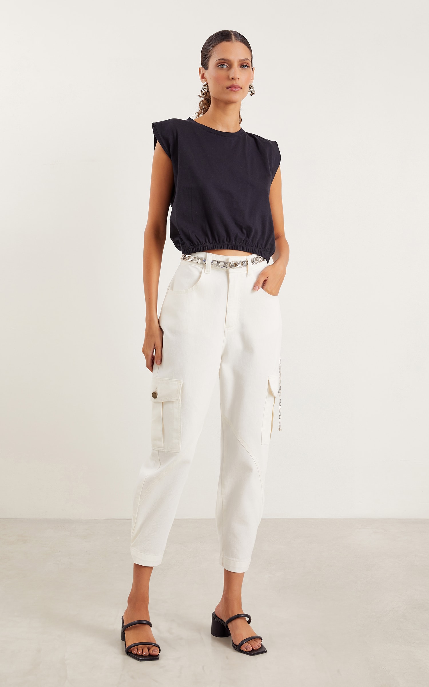 Cropped Malha Basic Preto
