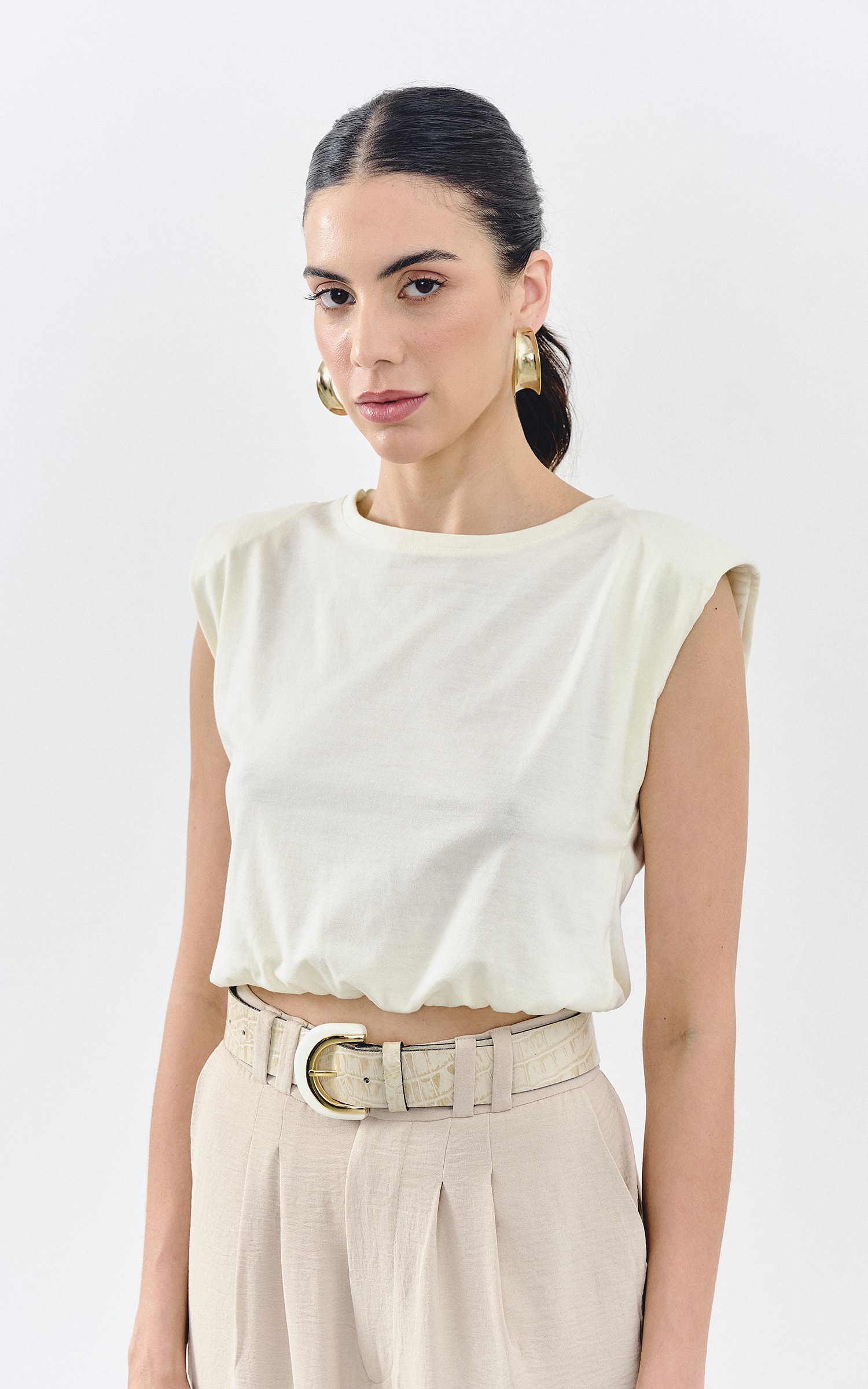 Cropped Malha Ombreira Off White