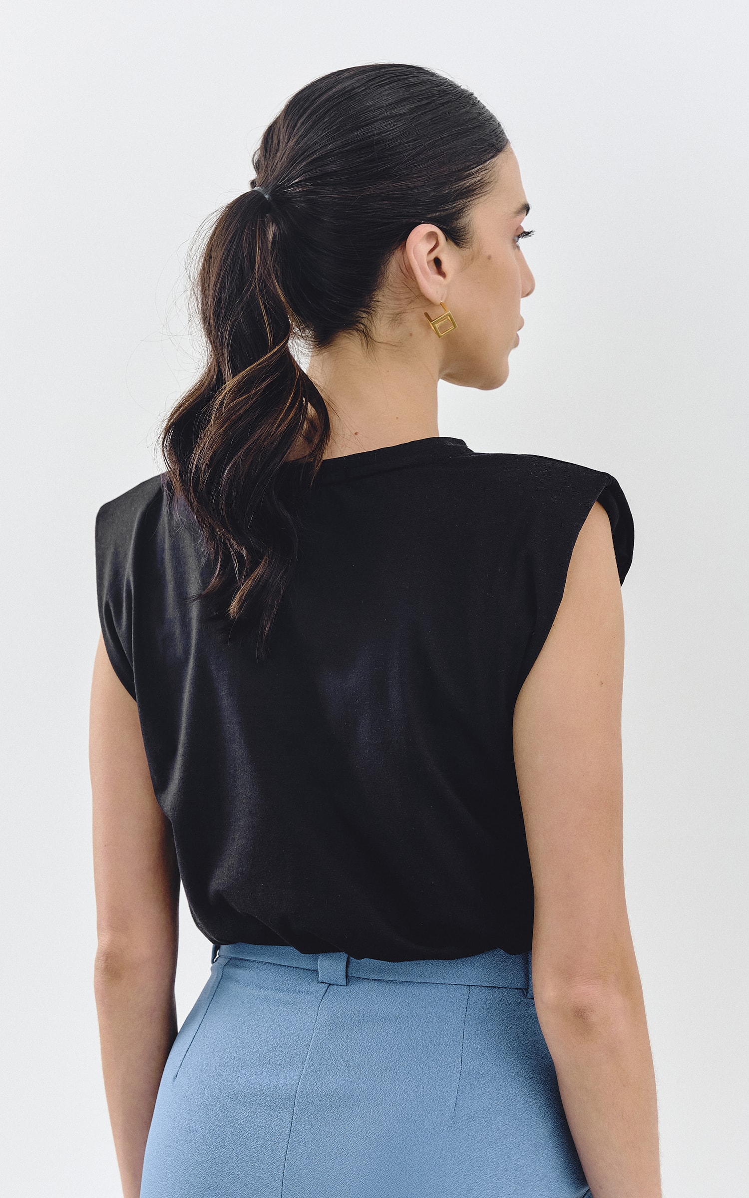 Cropped Malha Ombreira Preto
