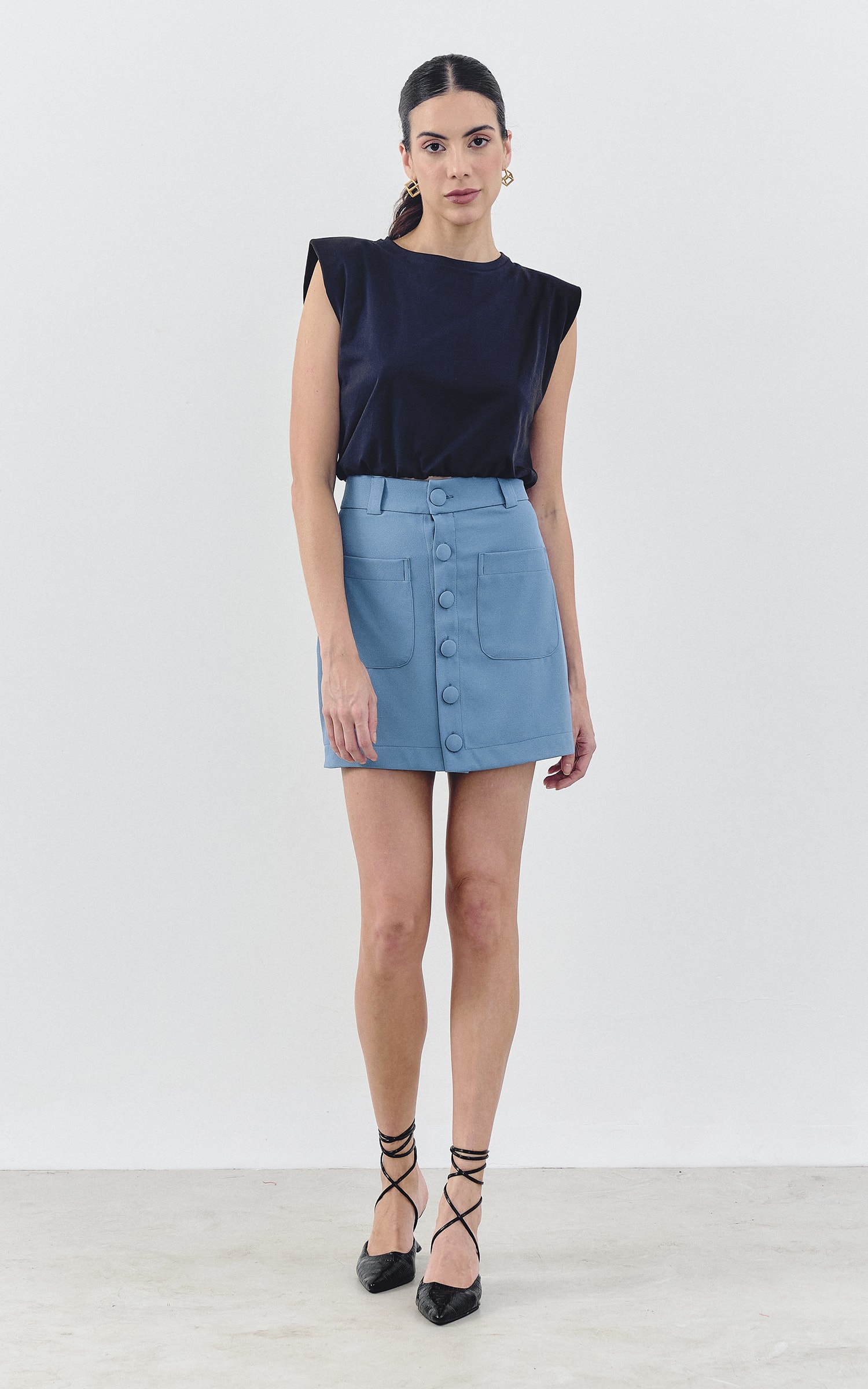Cropped Malha Ombreira Preto