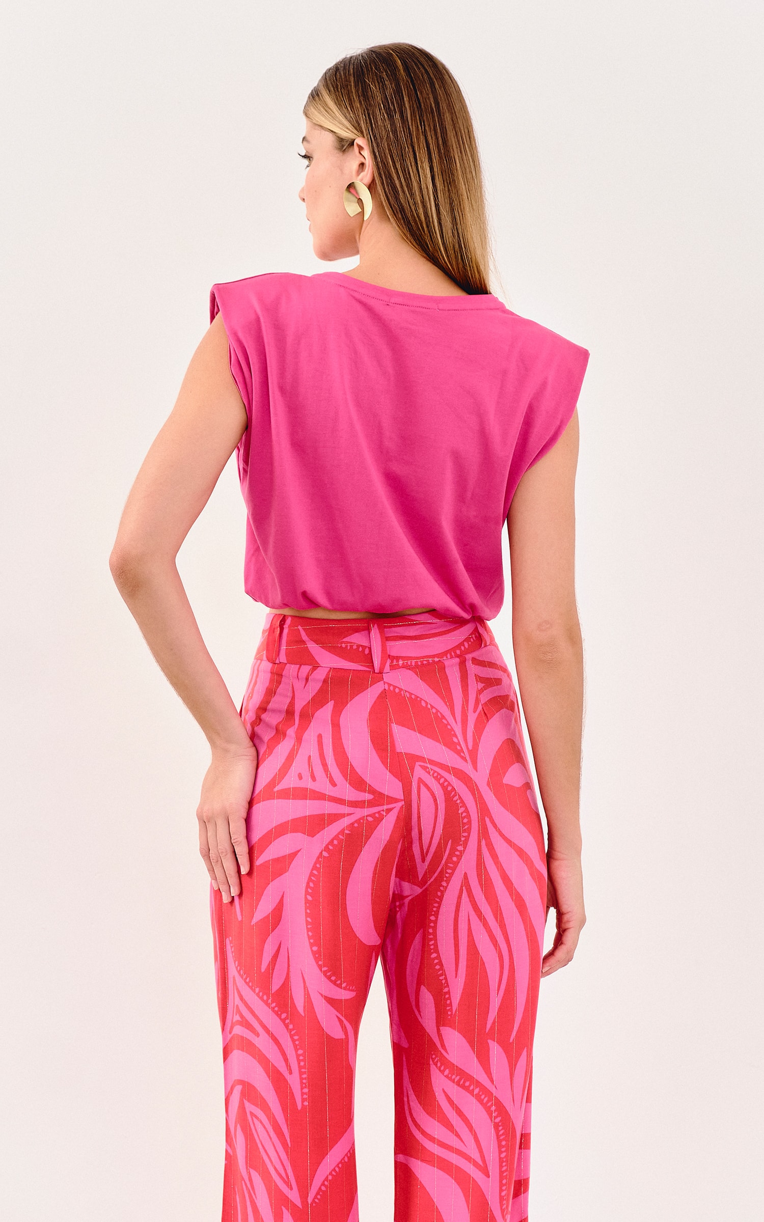 Cropped Malha Ombreira Rosa